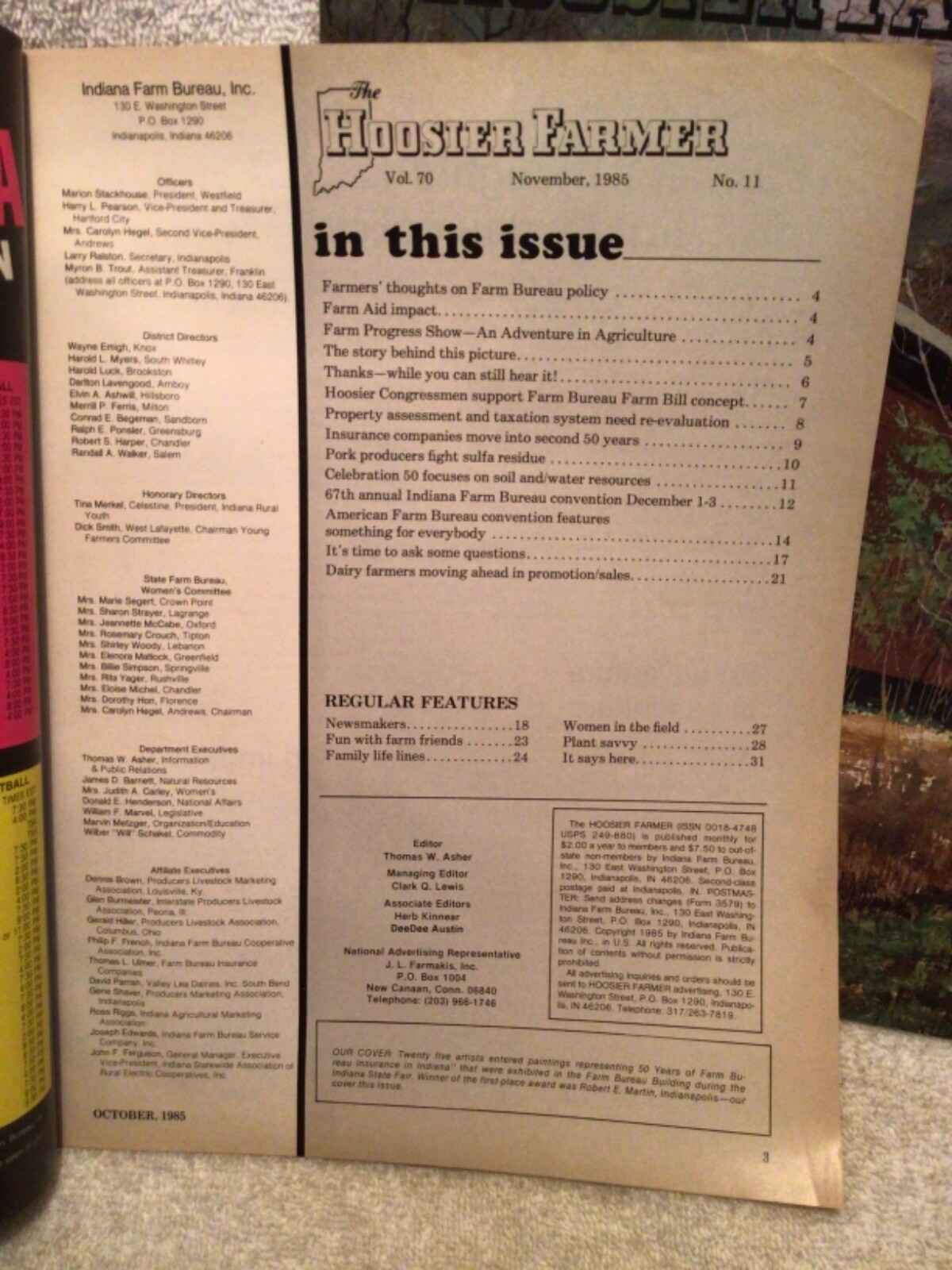 2 Vtg. Hoosier Farmer Magazines 1985 & 1986 With 50 Years Farm Bureau Insurance