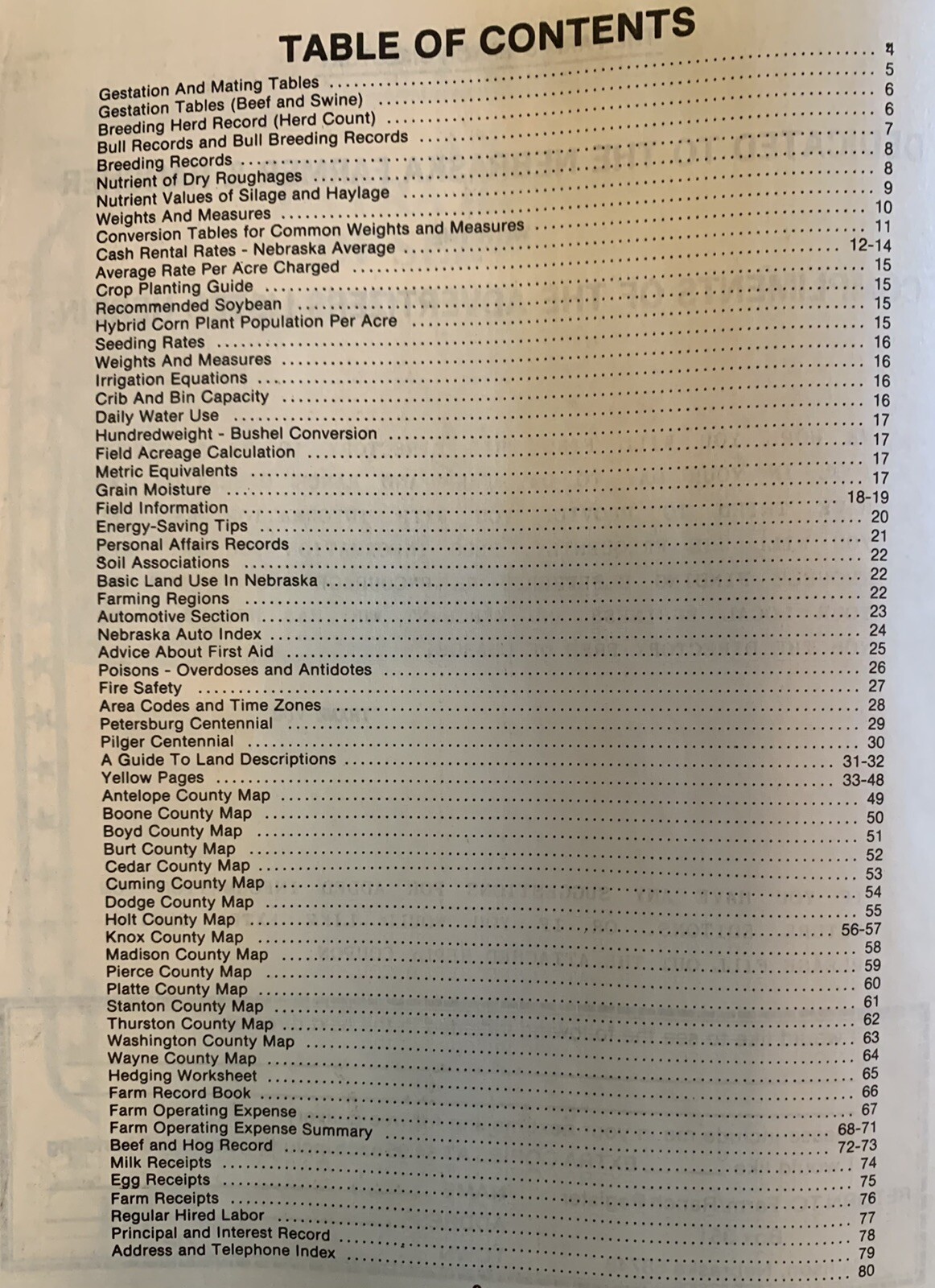 Nebraska Farm/Ranch Register 1987 Advertising Maps Directory