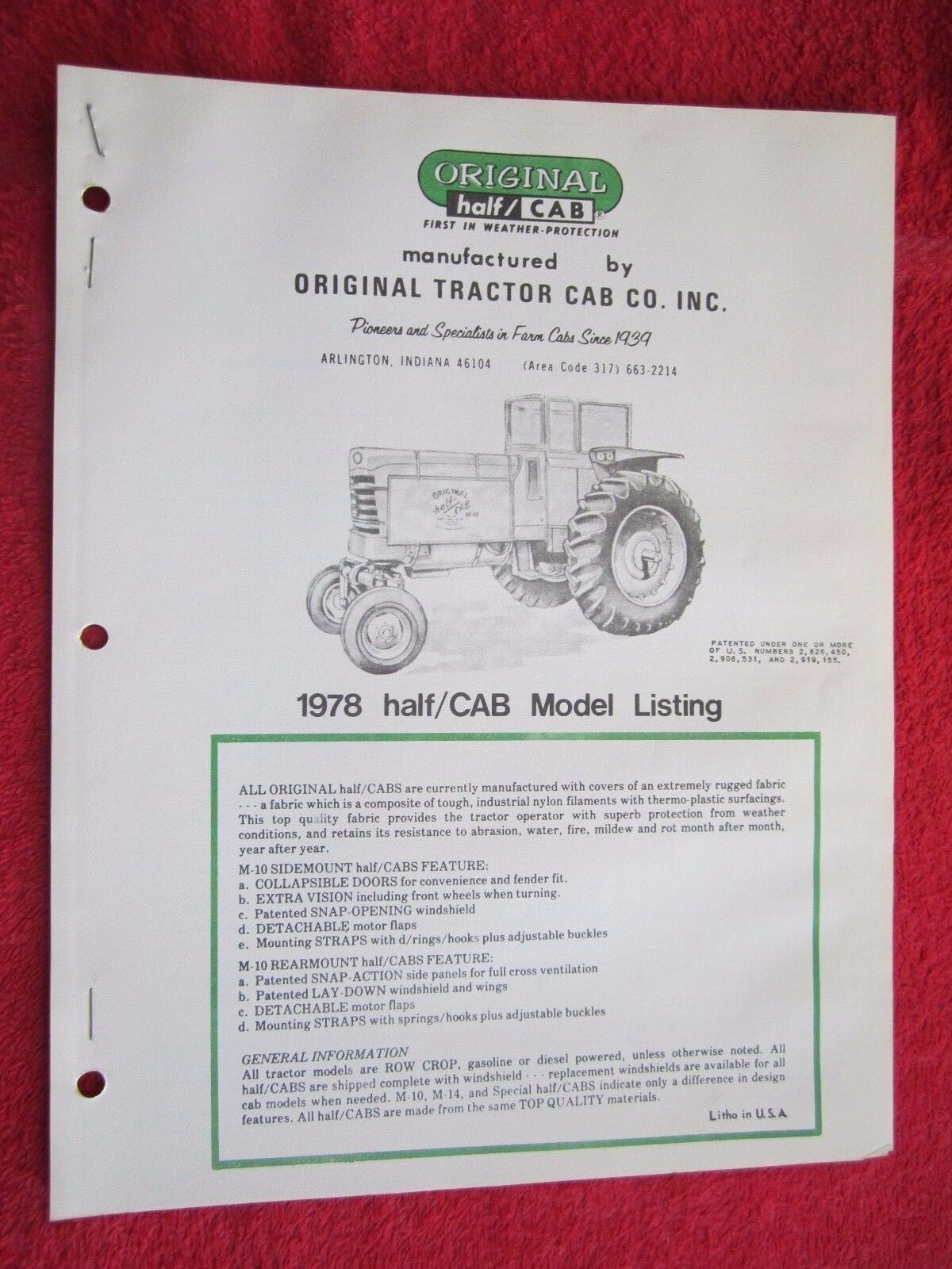 1978 ORIGINAL TRACTOR HALF / CAB TRACTOR BROCHURE & MODEL LIST,DEERE, AC,CASE,IH
