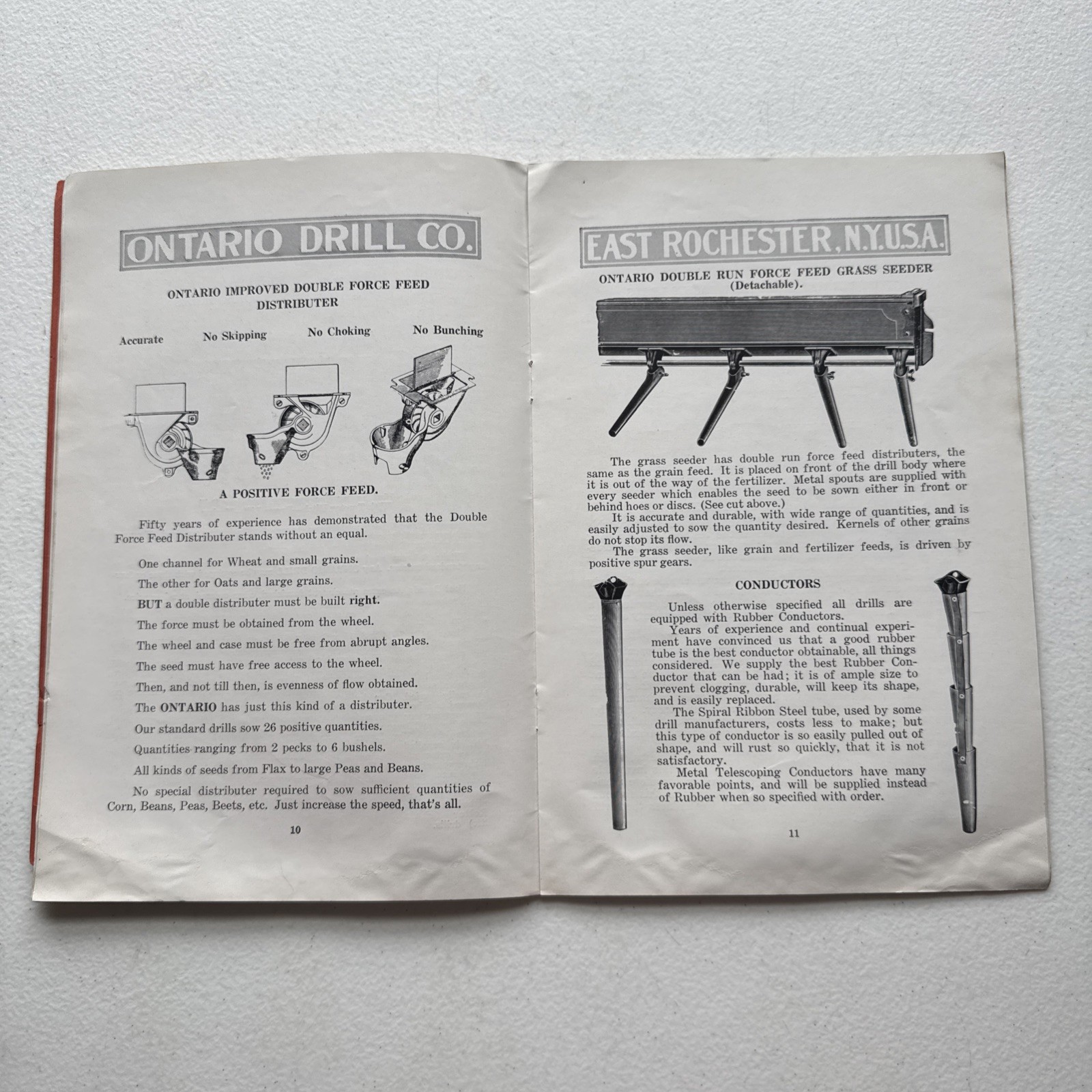 Vintage Ontario Drill Co. Grain & Fertilizer Drills Catalog East Rochester, NY