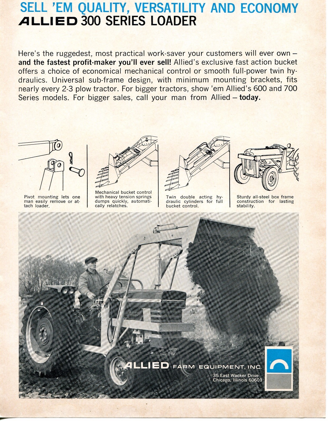1969 Dealer Print Ad of Allied 300 Series Tractor Loader