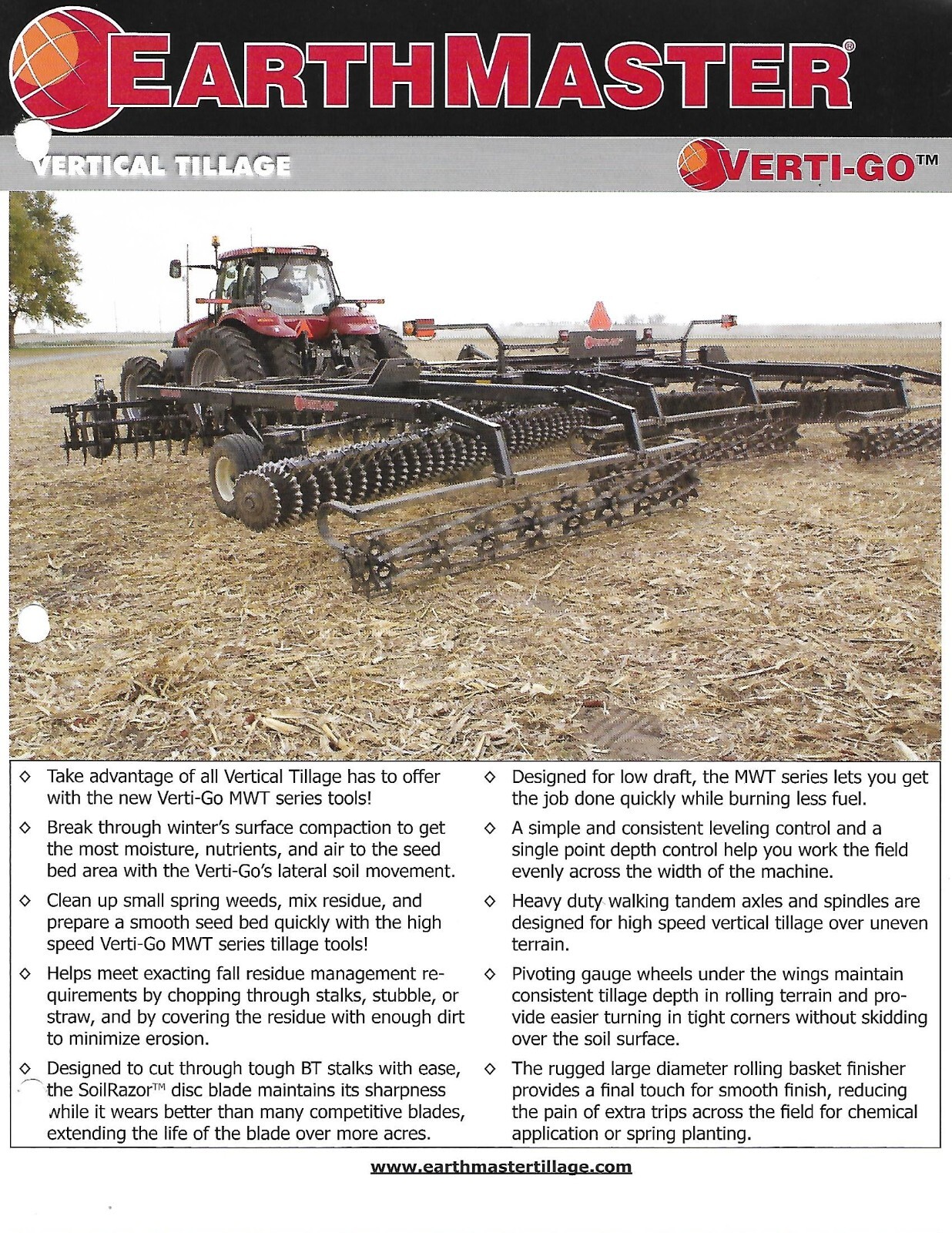 Farm Implement Data Sheet – Earth Master Verti-Go Vertical Tillage 2011 (F8668)