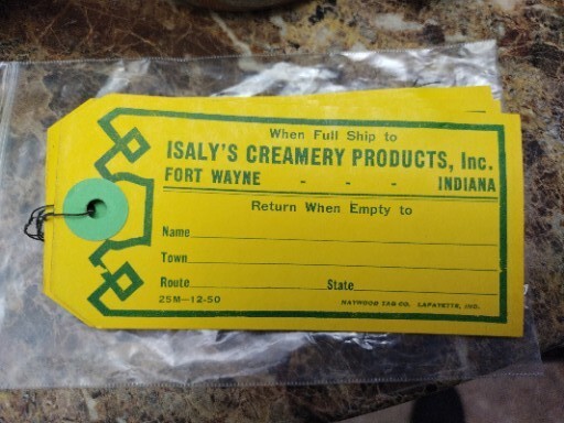 Vtg Isaly’s Creamery Products Fort Wayne IN Ice Cream Tag Milk Route Rare PA
