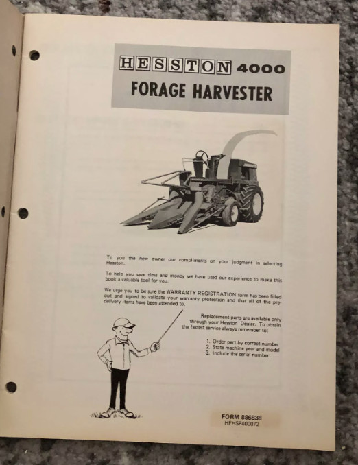 Hesston 4000 Forager Farm Equipment Hay Stacker Vintage Operator’s Manual 1980s