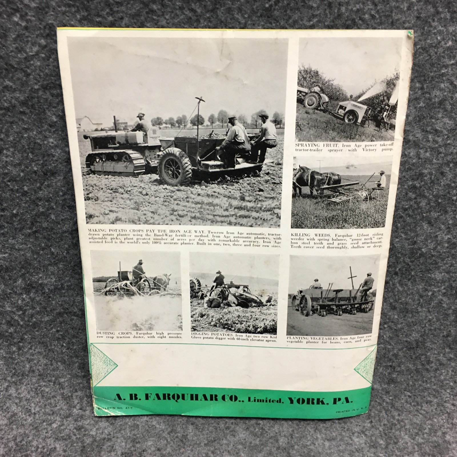 1940s Farquhar Iron Age Transplanters Advertising Booklet Pamphlet Catalog 41-T