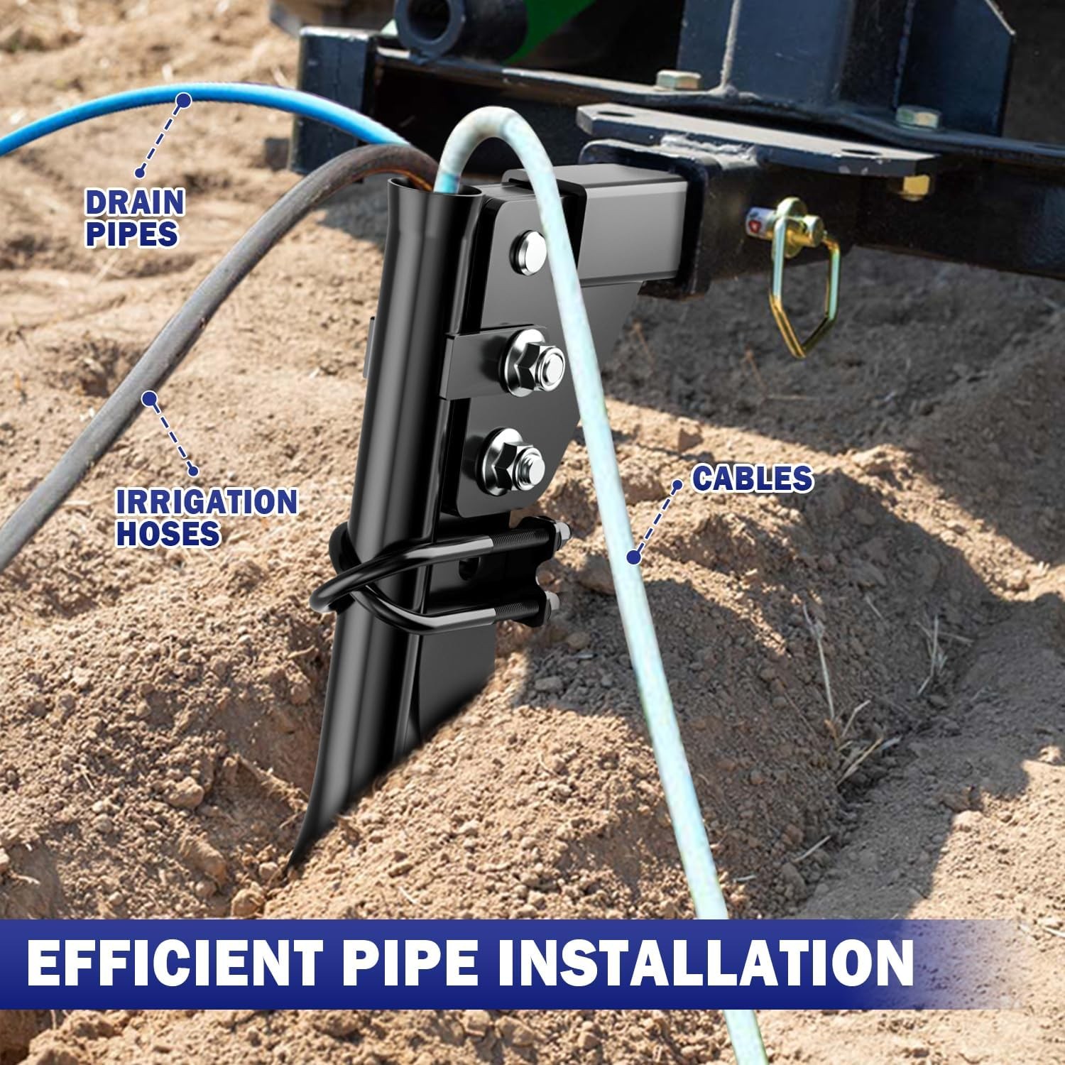 Pipelayer Attachment fit 3Point Lawn Tractor ATV UTV, Light Duty Flexible Pip…