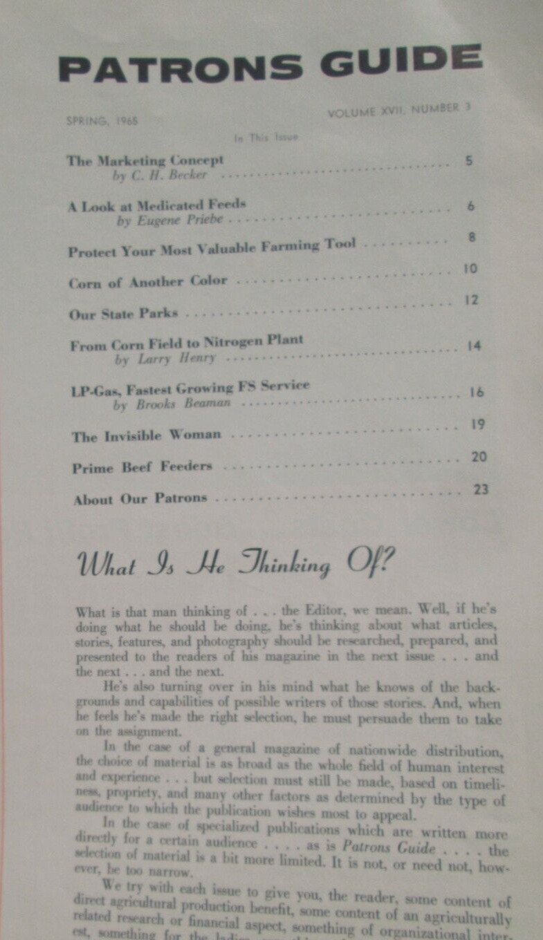 1965 FS Farmers Service Company Moultrie County IL. Patron’s Guide Advertising