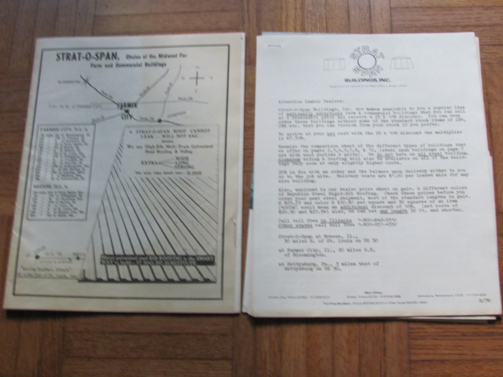 1976 FARM BUILDING ADVERTISING BROCHURE LOT STRAT O SPAN BREESE IL LUMBER