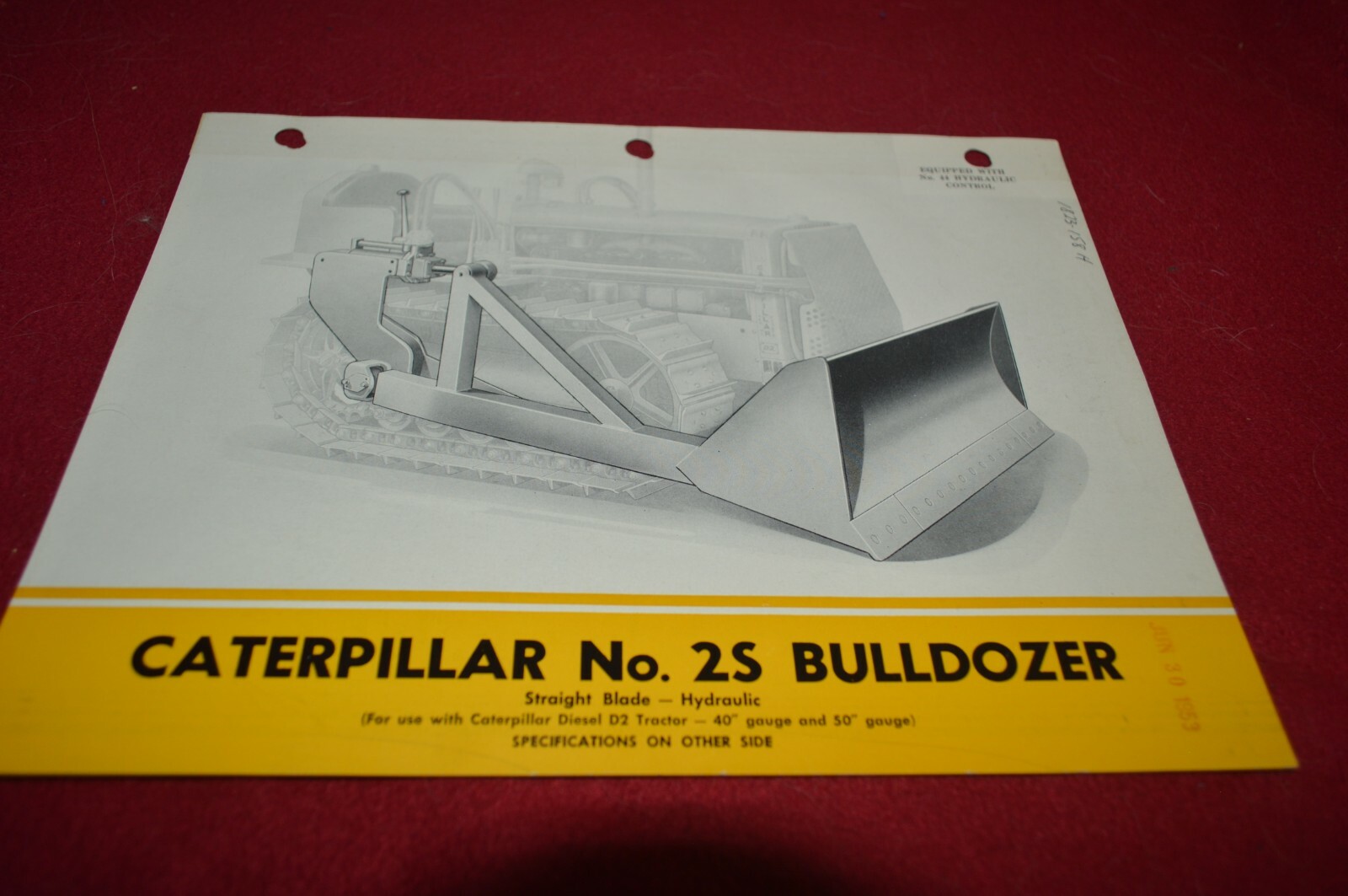 Caterpillar 2S Bulldozer For 1953 Dealer’s Brochure AMIL16
