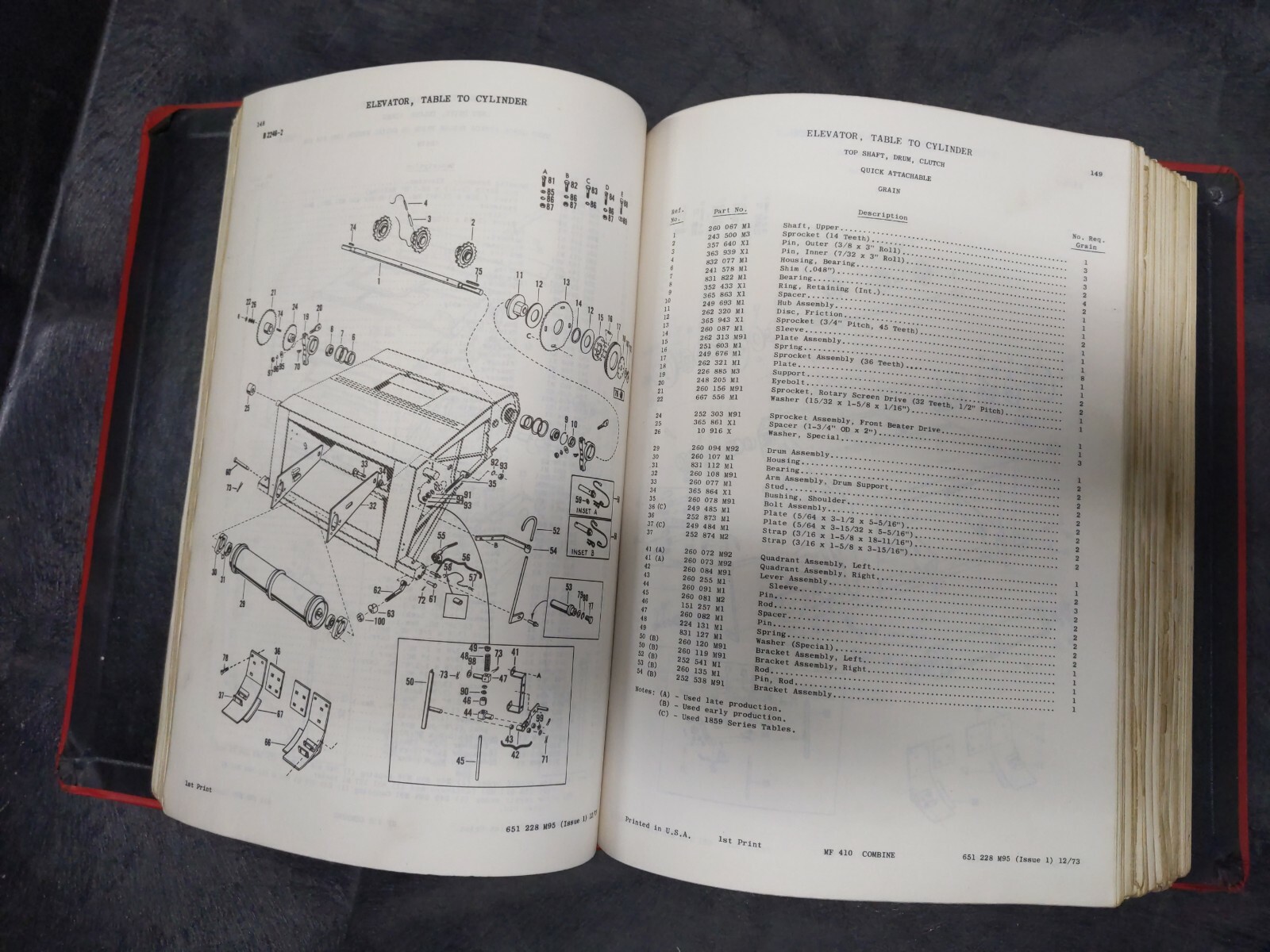 MASSEY FERGUSON MF 410 COMBINE Parts Book
