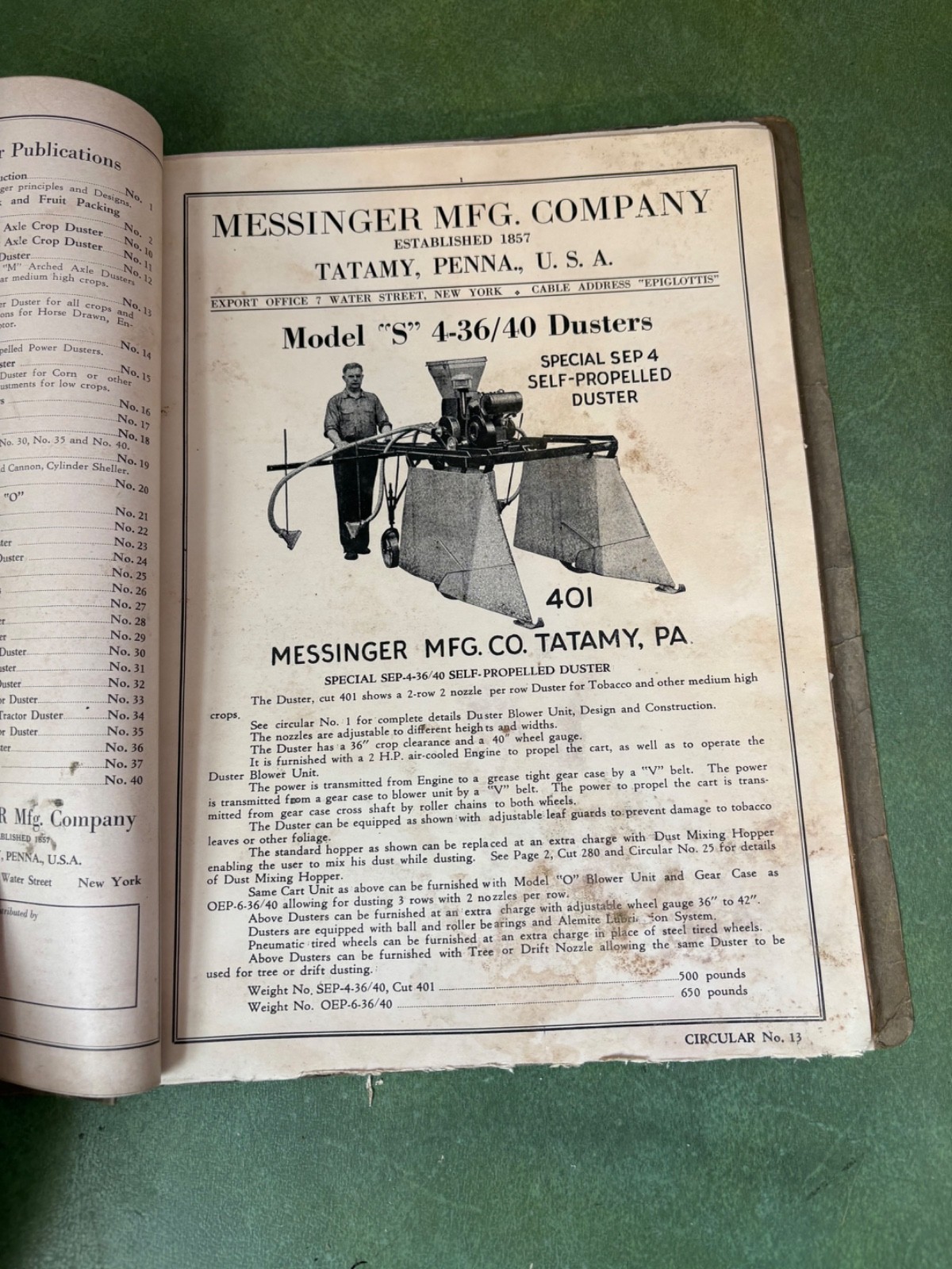 1939 Messinger Farm Machinery Manufacturing Dealer Sales Catalog Tatamy,Pa