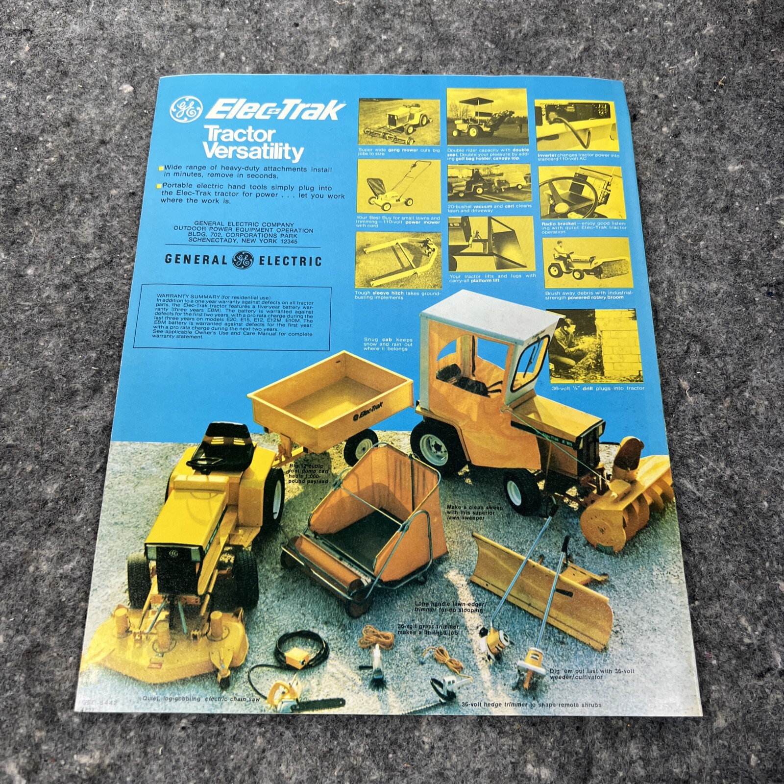 Original 1972 GE General Electric Cordless Tractor Mower Foldout Sales Brochure