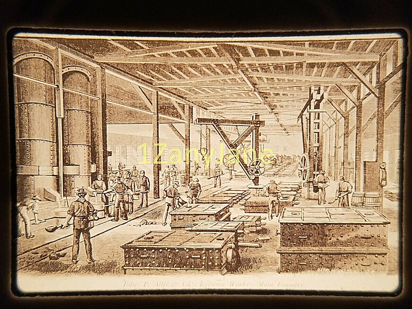AC0105 35mm Slide of an ALLIS CHALMERS MEDIA WORLD’S FAIR 1888 FACTORY FOUNDRY