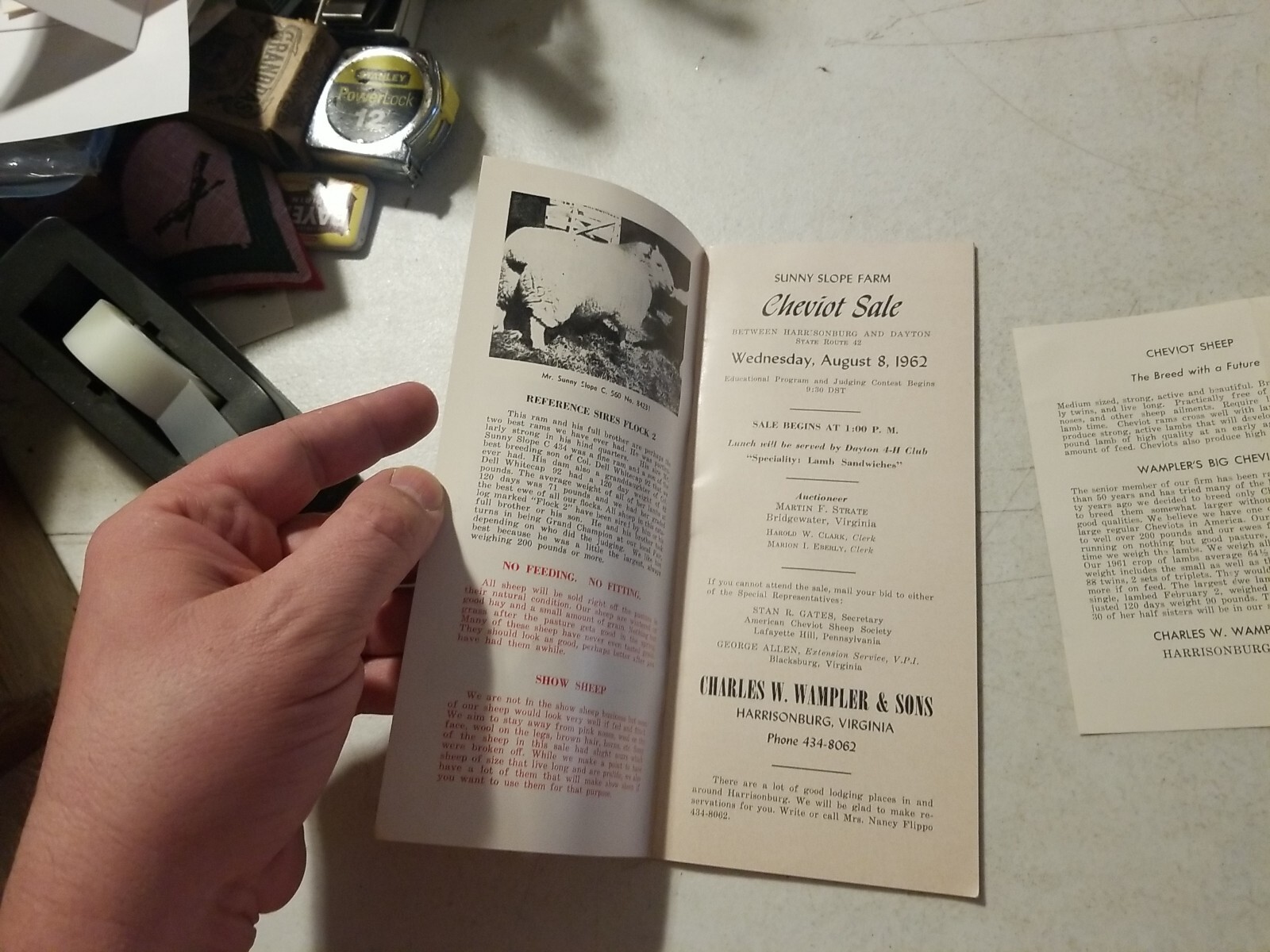 Vintage 1962 Wampler’s Cheviot Sheep Sale Catalog & Flyer. Harrisonburg, VA