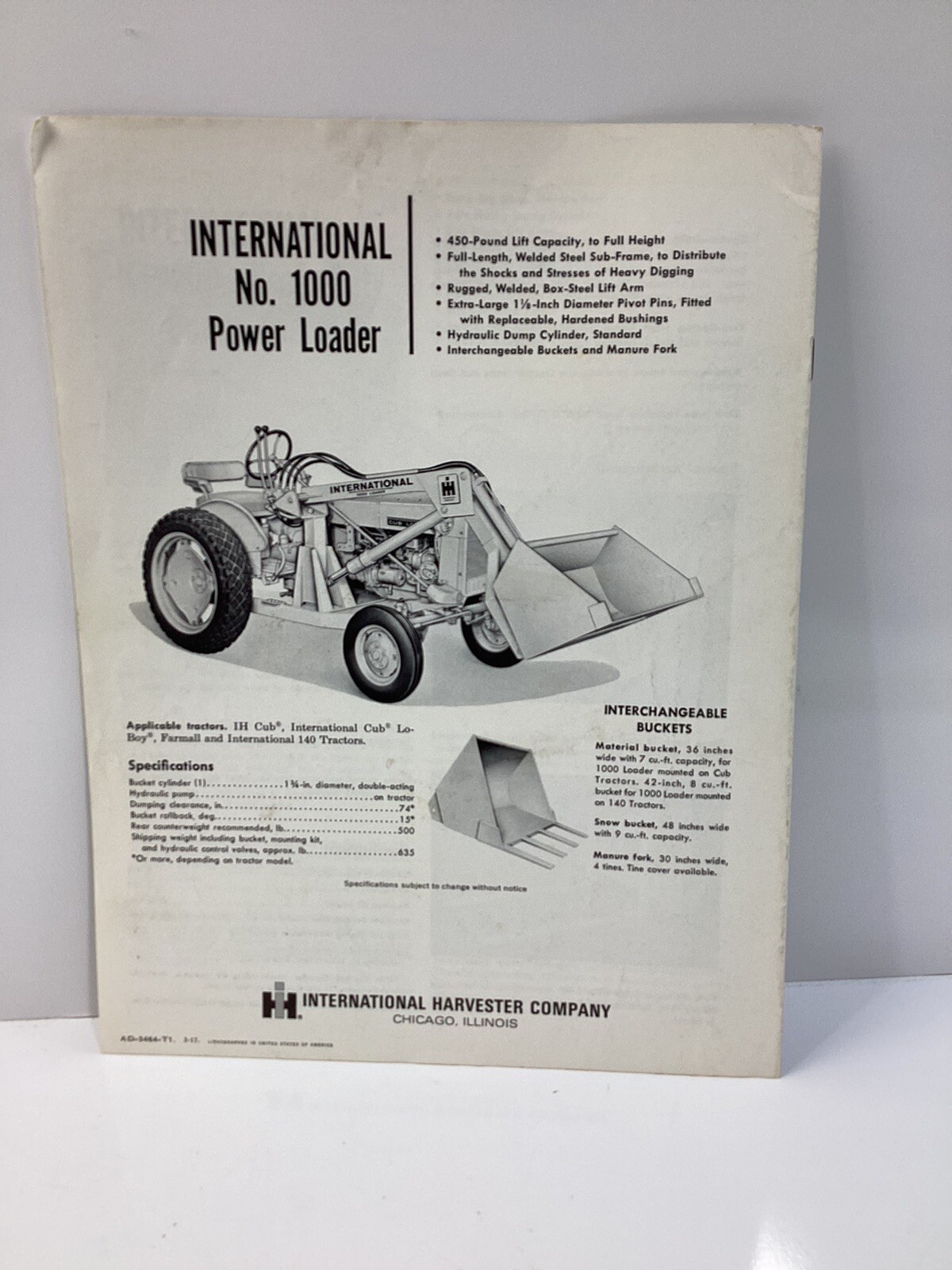 International Harvester Farm Loaders For 1965 Brochure FCCA