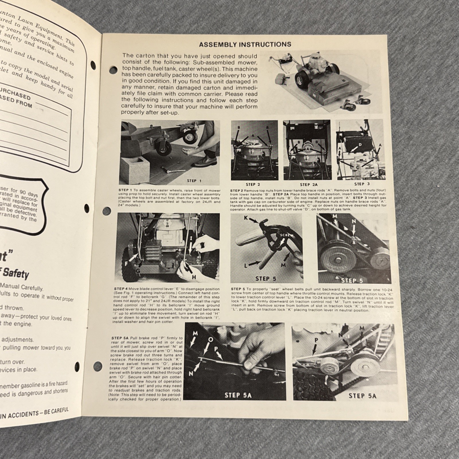 Vintage Bunton Self-Propelled Mowers 21″ thru 52″ Cut Instruction Manual