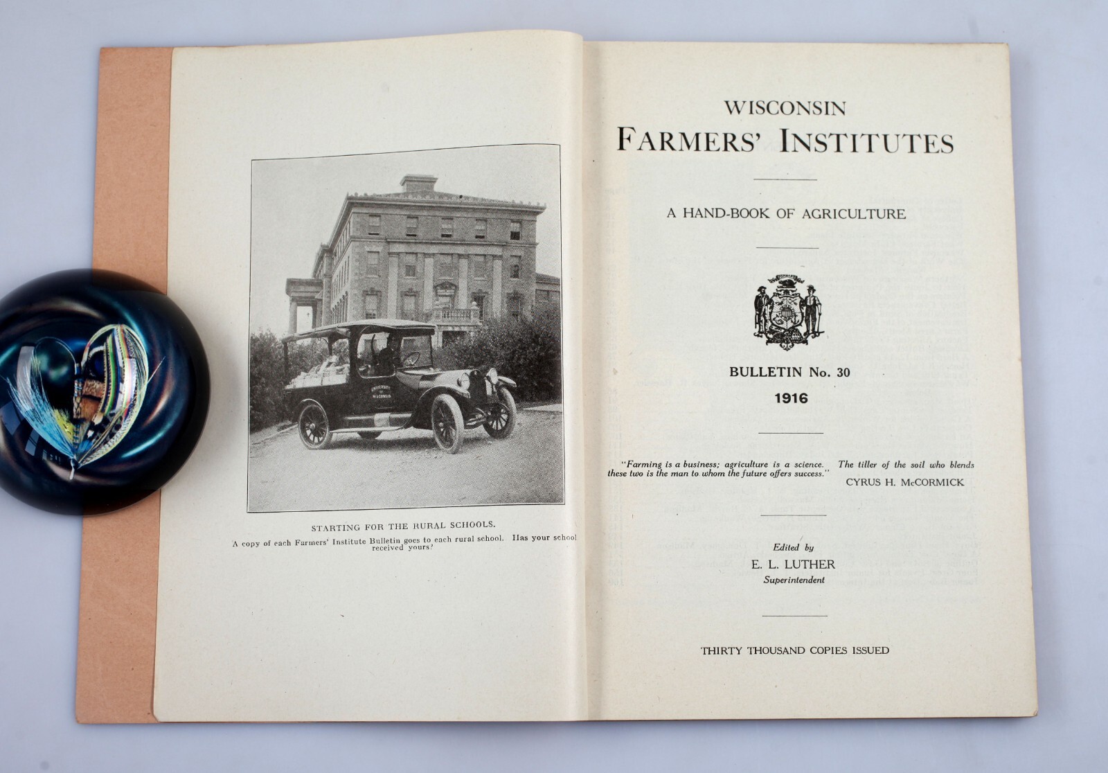 Vintage 1916 Wisconsin Farmer’s Institutes Bulletin Handbook of Agriculture