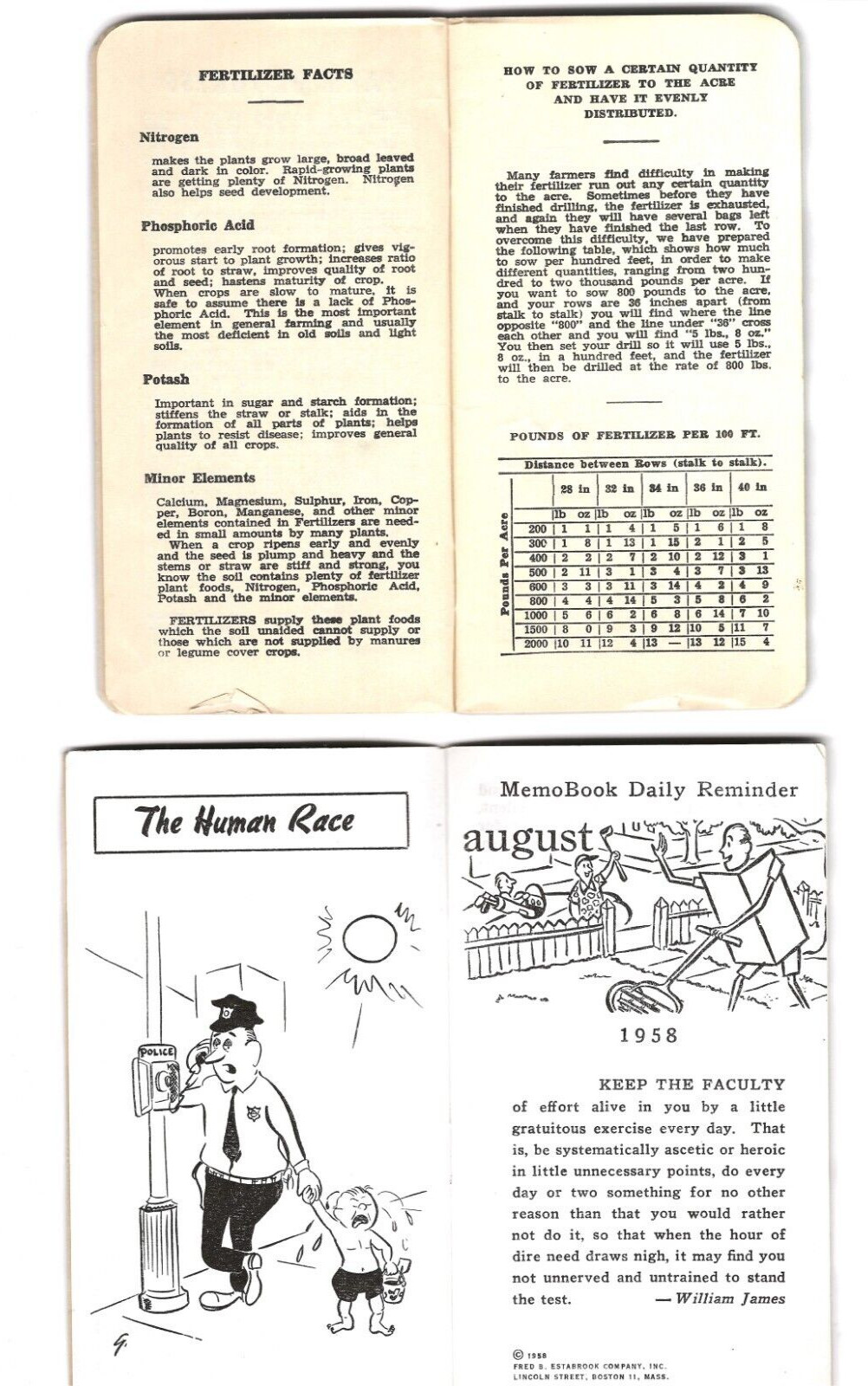 1947 / (2) 1958 Pocket Farmer Log Books / Farm Progress EUC 5.5″X3″