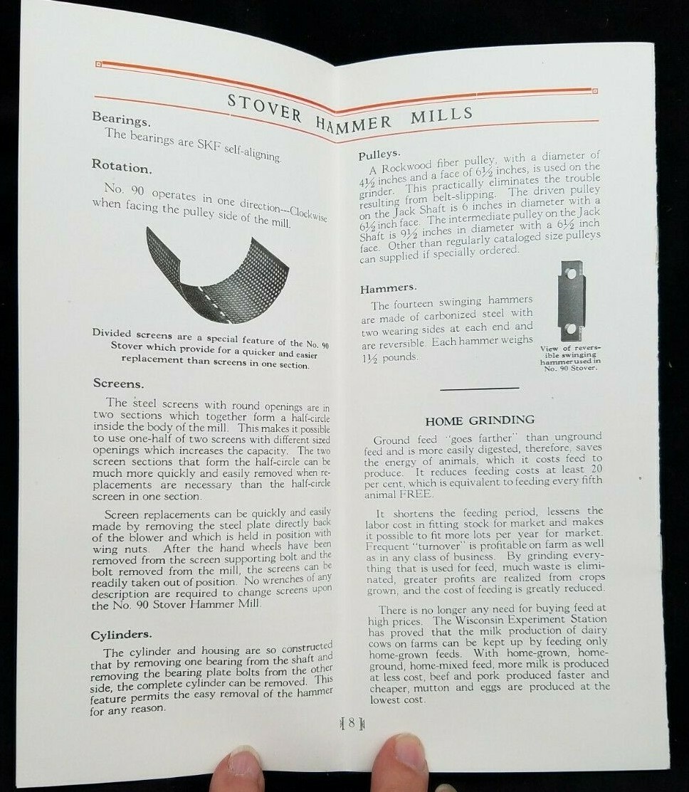 1930 Brochure Stover Hammer Mills Stover Mfg & Engine Co Freeport IL Grain Mill