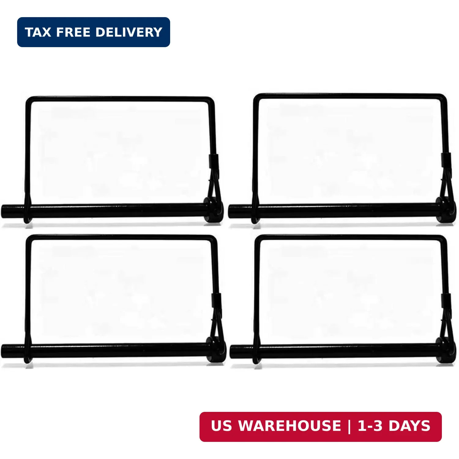 4 Pack 1/4 x 4 Inch Trailer Hitch Pin Black Heavy Duty Steel Trailer Coupler Pin