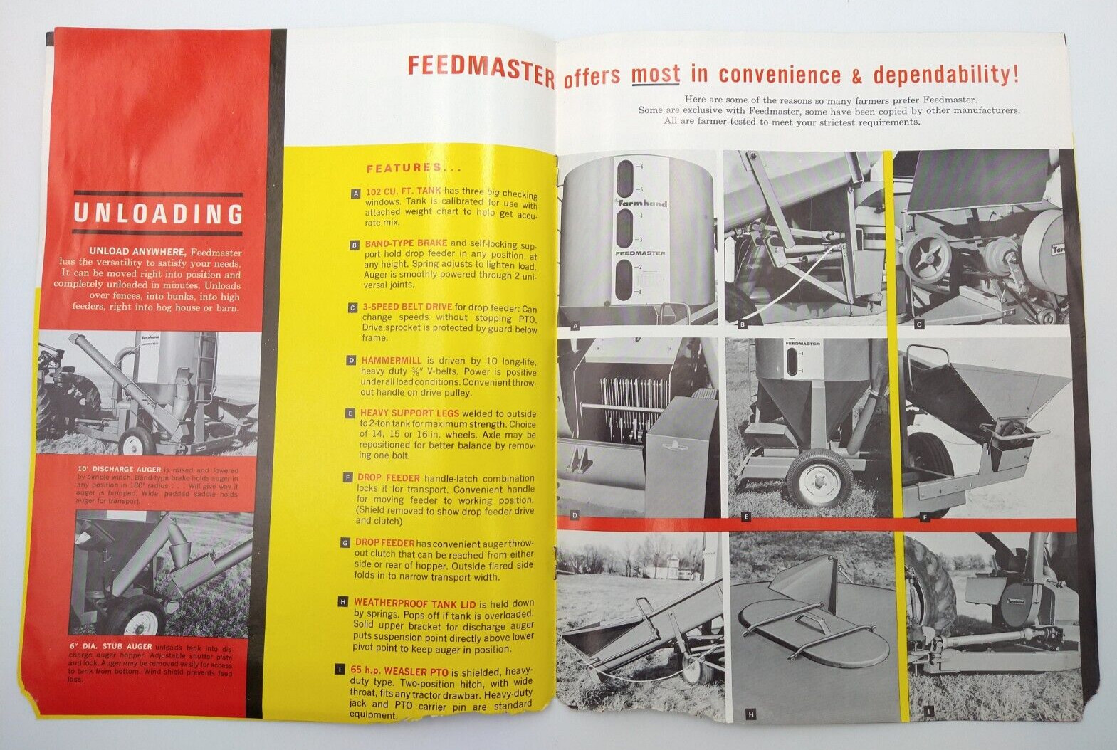 VTG 1960s Farmhand Feedmaster Dealer Sales Brochure 8 pg 8.5″x11″ Grinder Mixer