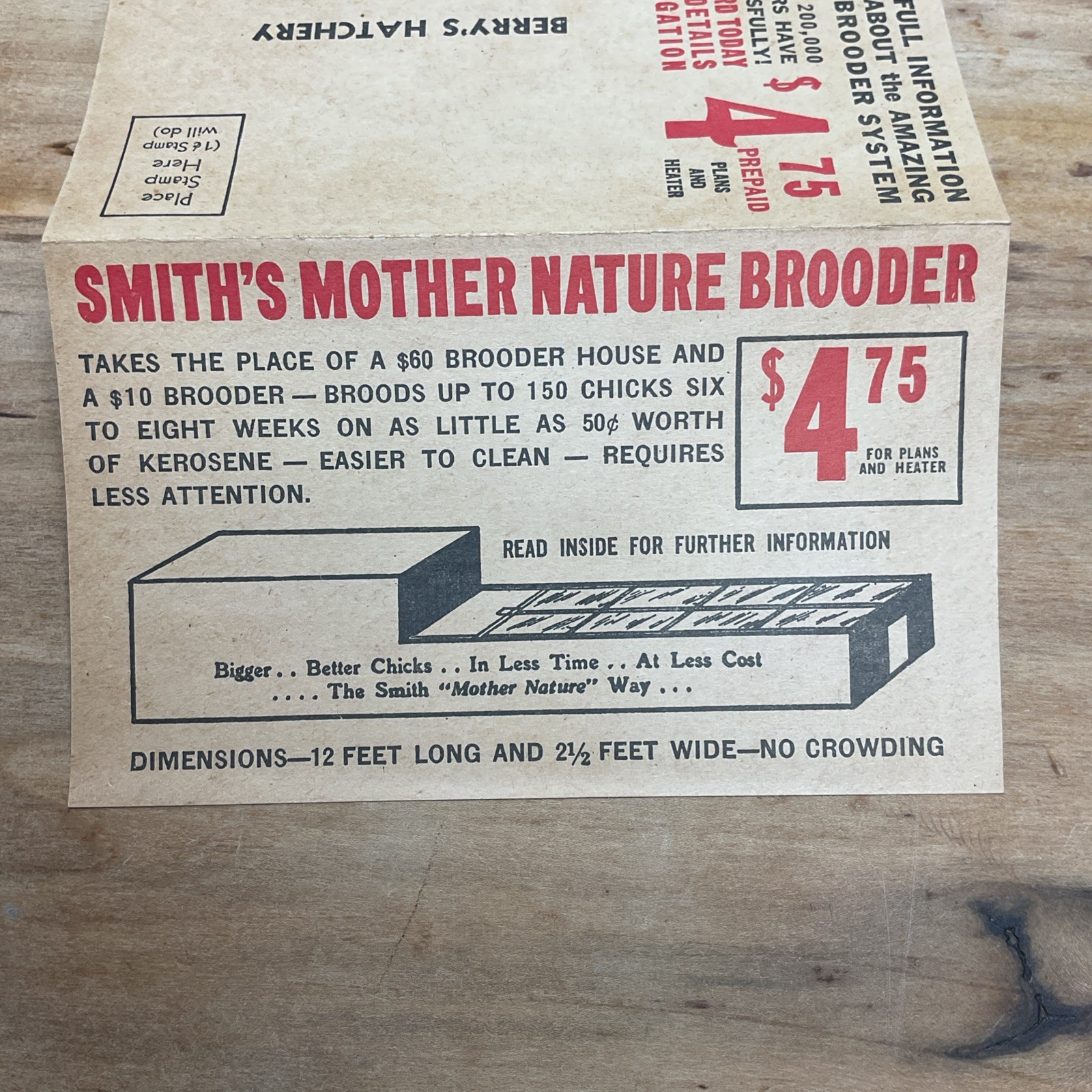 1940s Berry Bros Hatchery Post card Order Form Smiths Mother Nature Brooder B26