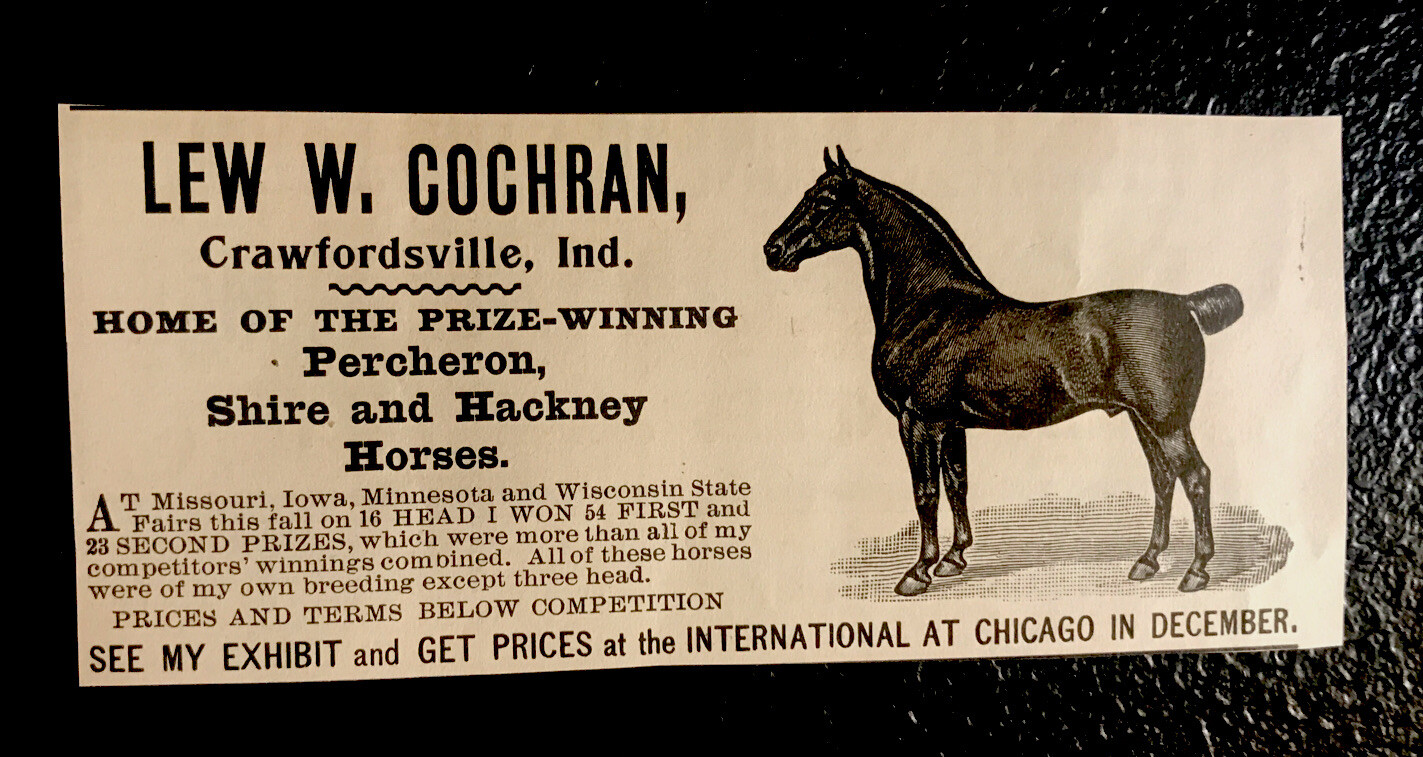 1903 Lew W. Cochran Horse Advertising – Crawfordsville – Indiana