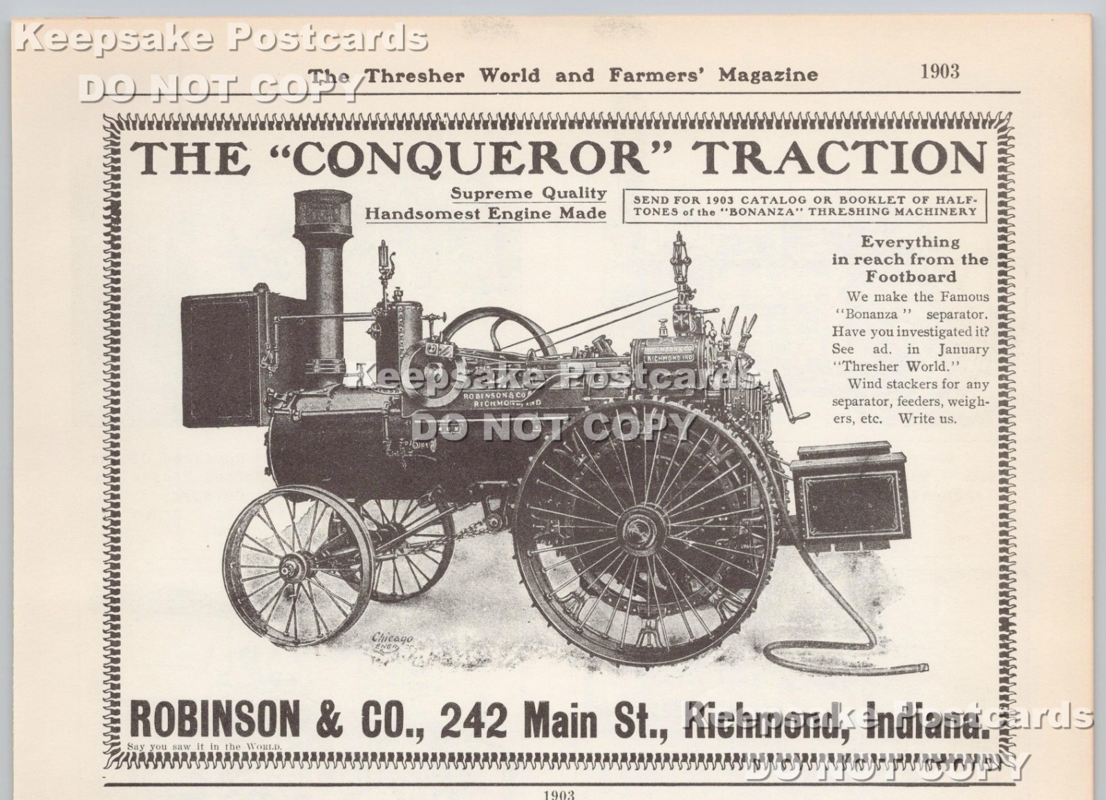 Robinson & Co. Steam Engine & Threshermen’s Parade Wichita KS 1903 Farm Print Ad