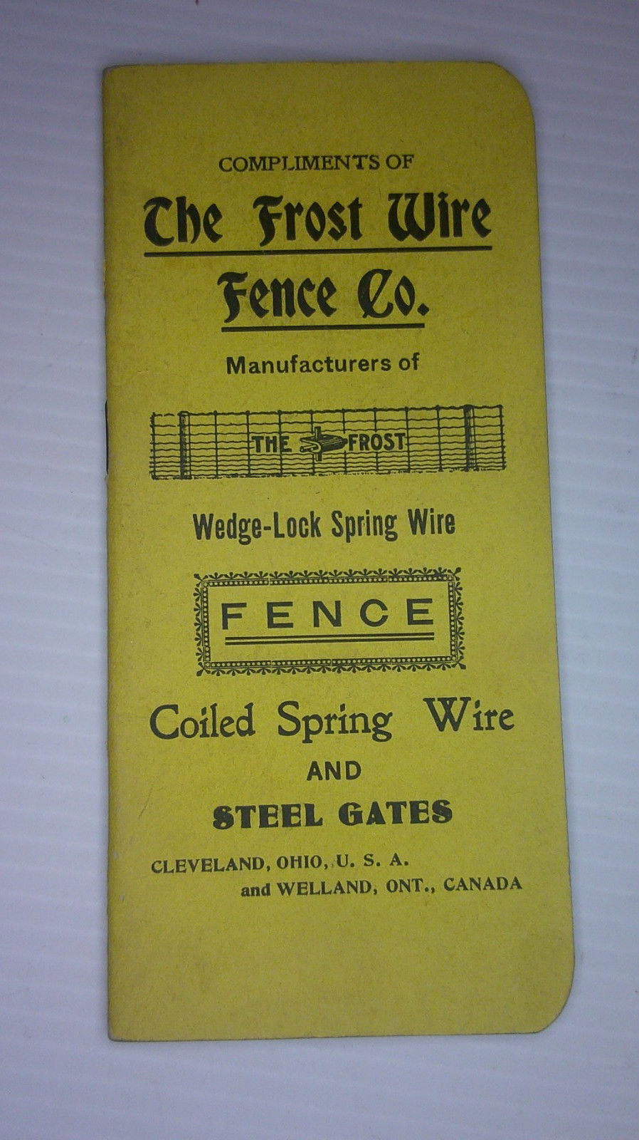 vintage Frost Wire Fence Co advertising notebook very good condition 9G