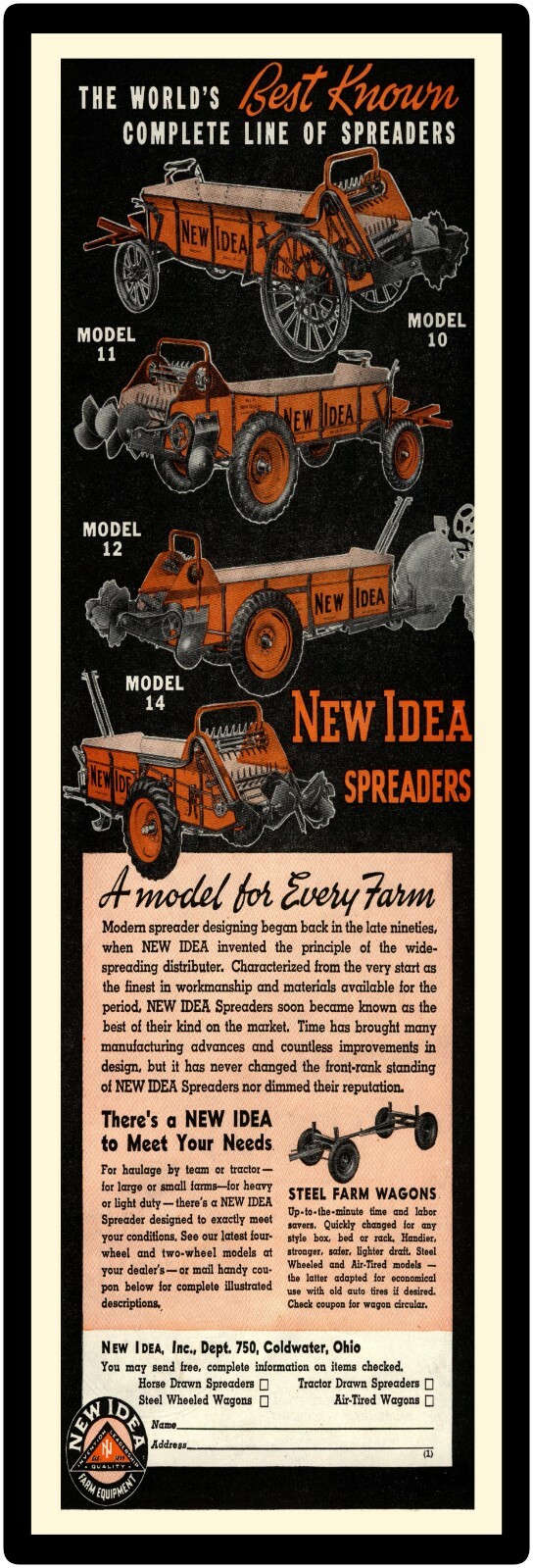 New Idea Spreaders Sign 12″ x 36″ USA STEEL XL Size – 4 POUNDS