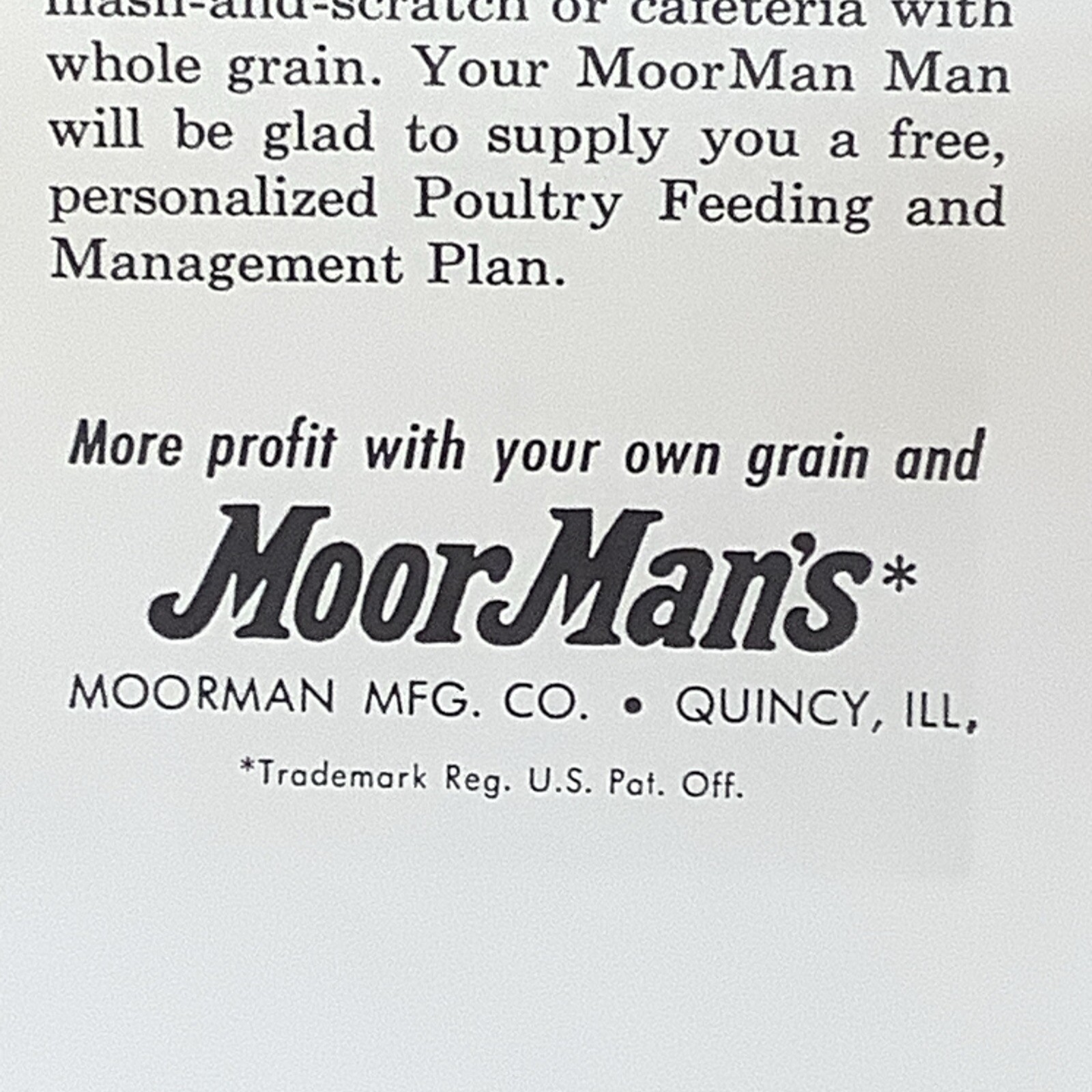 Vintage Moor Man’s Poster Quincy Illinois Low Feed Costs INV-AA01Z