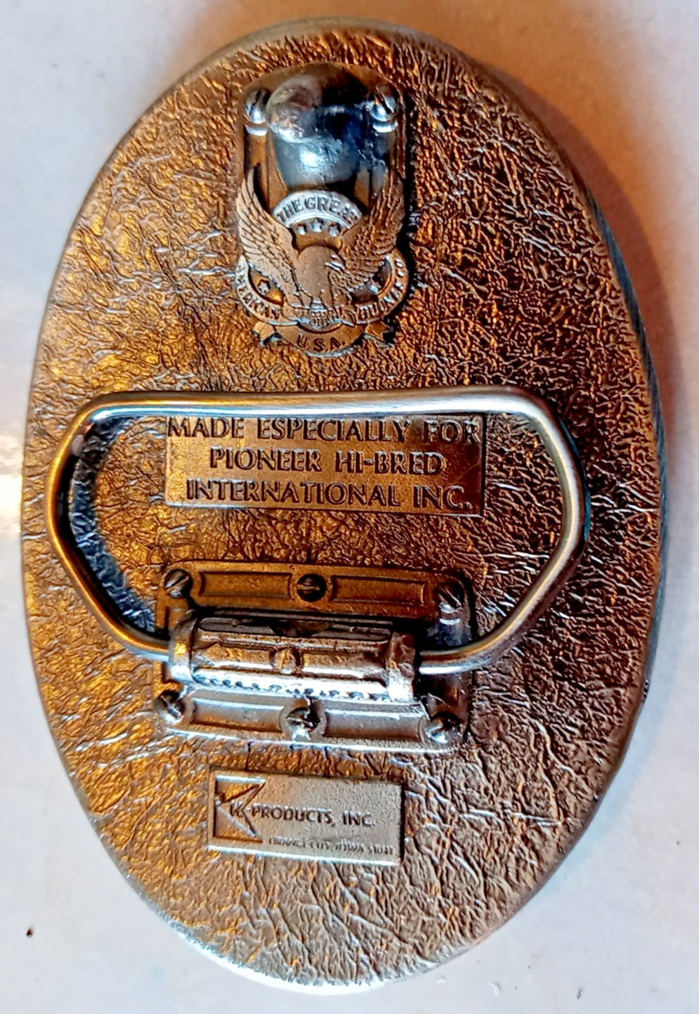 The Great American Buckle Co. K Products Belt Buckle FARMING Pioneer Hi-Bred