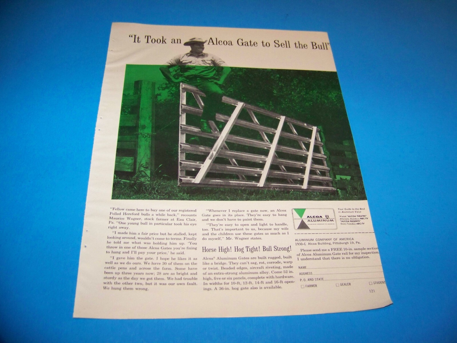 Alcoa Aluminum Agricultural Print Ad from Magazine Vintage 1960