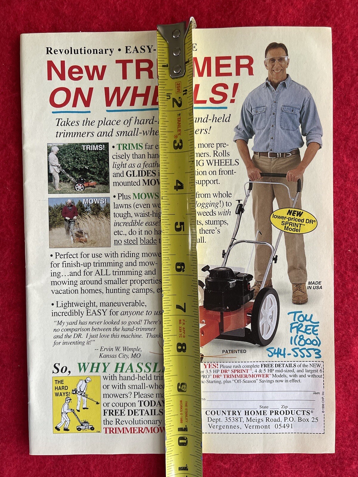 Vintage 1998 Print Ad DR Trimmer On Wheels Advertisement