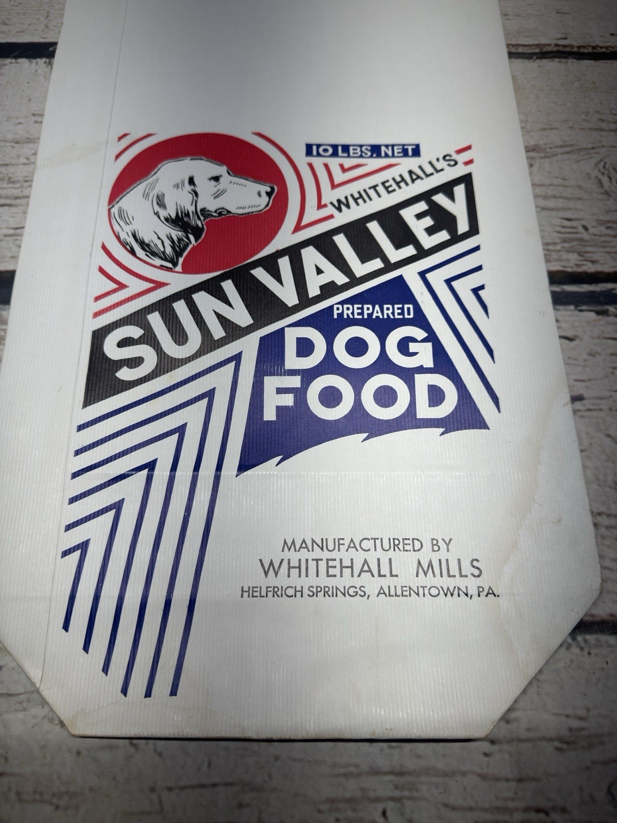 VTG Whitehall’s Sun Valley Dog Food Whitehall Mills Allentown PA RARE Feed Bag