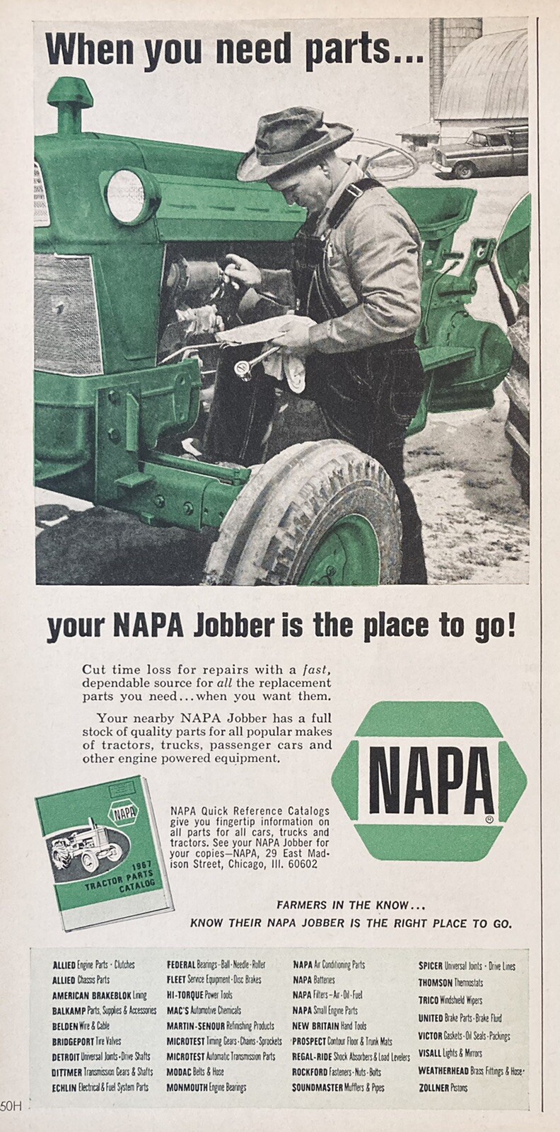 1967 AD(XH8)~YOUR NEARBY NAPA JOBBER FOR ALL YOUR TRACTOR PARTS NEEDS