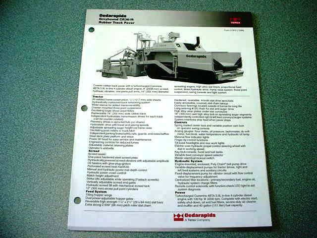 Cedarapids Grayhound CR361R Rubber Track Paver Brochure