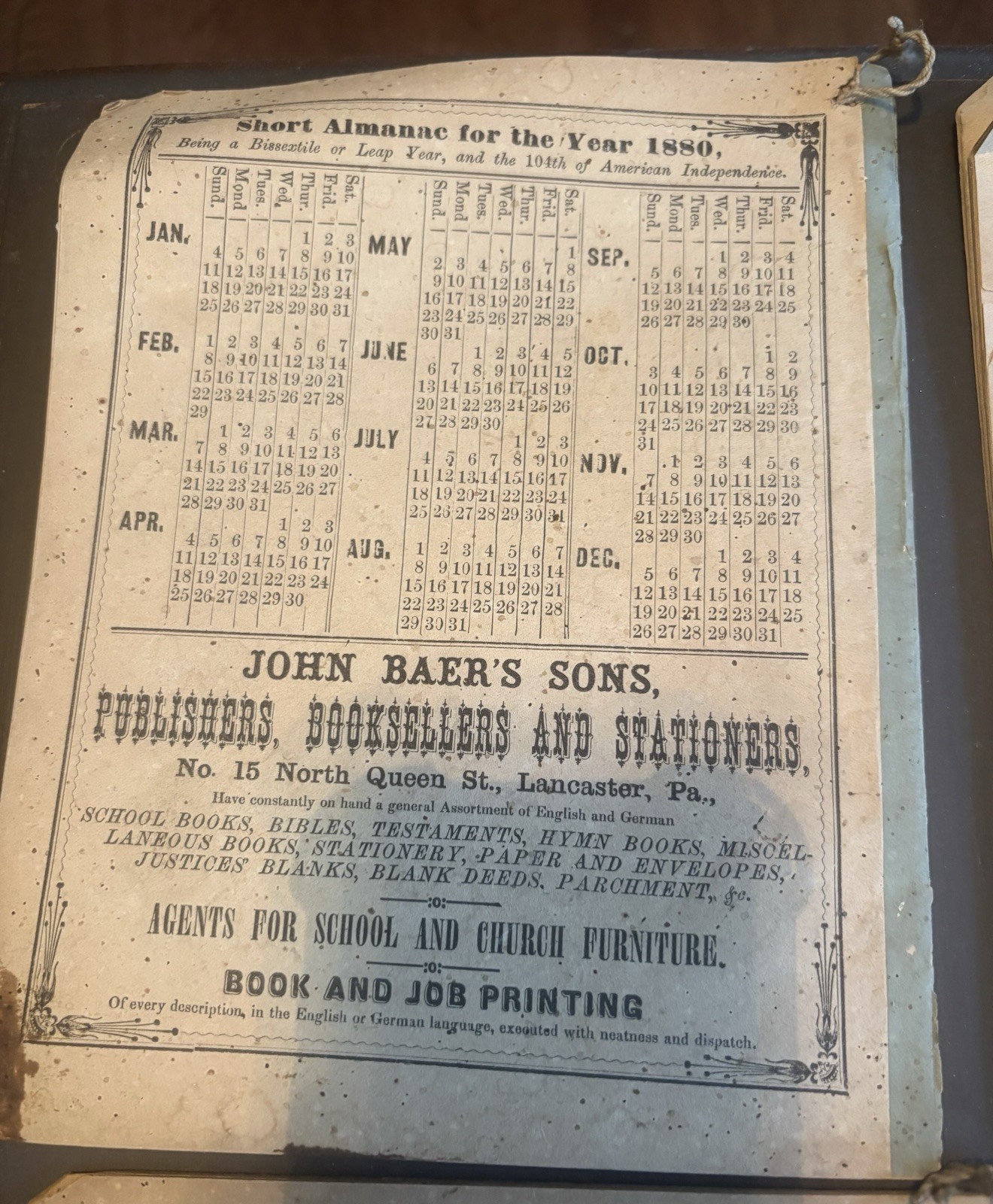 Lot Of 4 John Baer’s Agricultural Almanac Lancaster, PA Antique 1880’s
