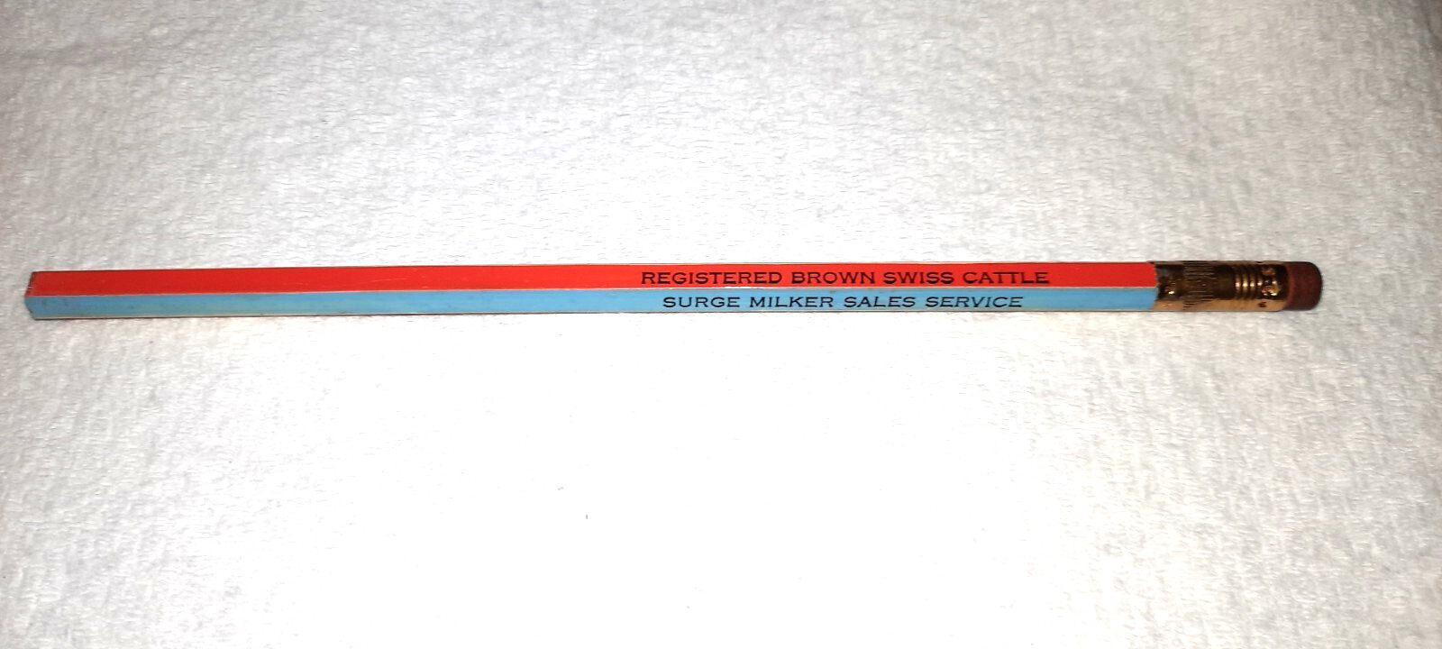 LONG FERRULE”Swiss Bell Farm*Reg. Swiss Brown Cattle*Roanoke, ILL”Unused Pencil