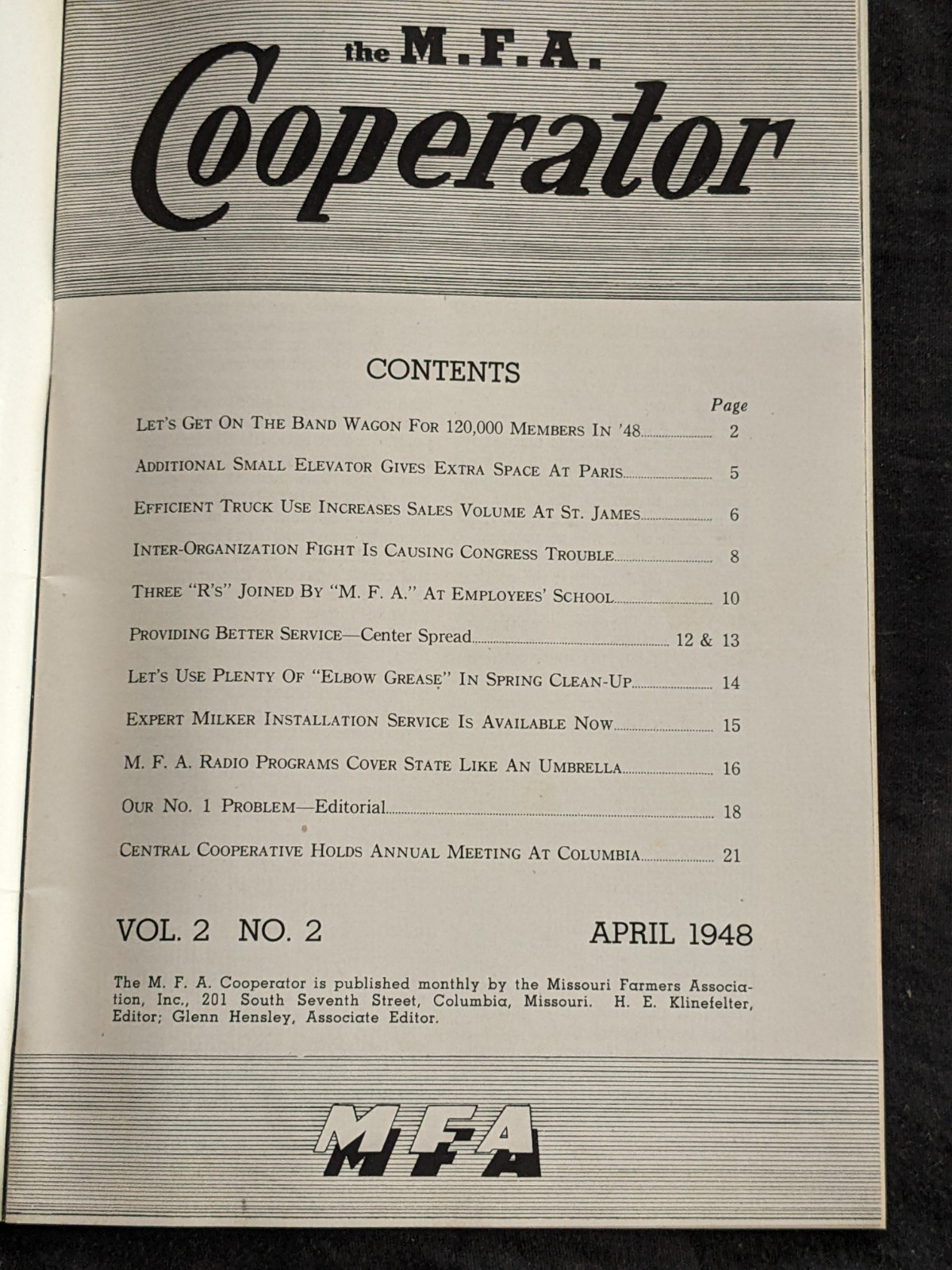 MFA-Missouri Farmers Association 1948 Cooperator Magazine