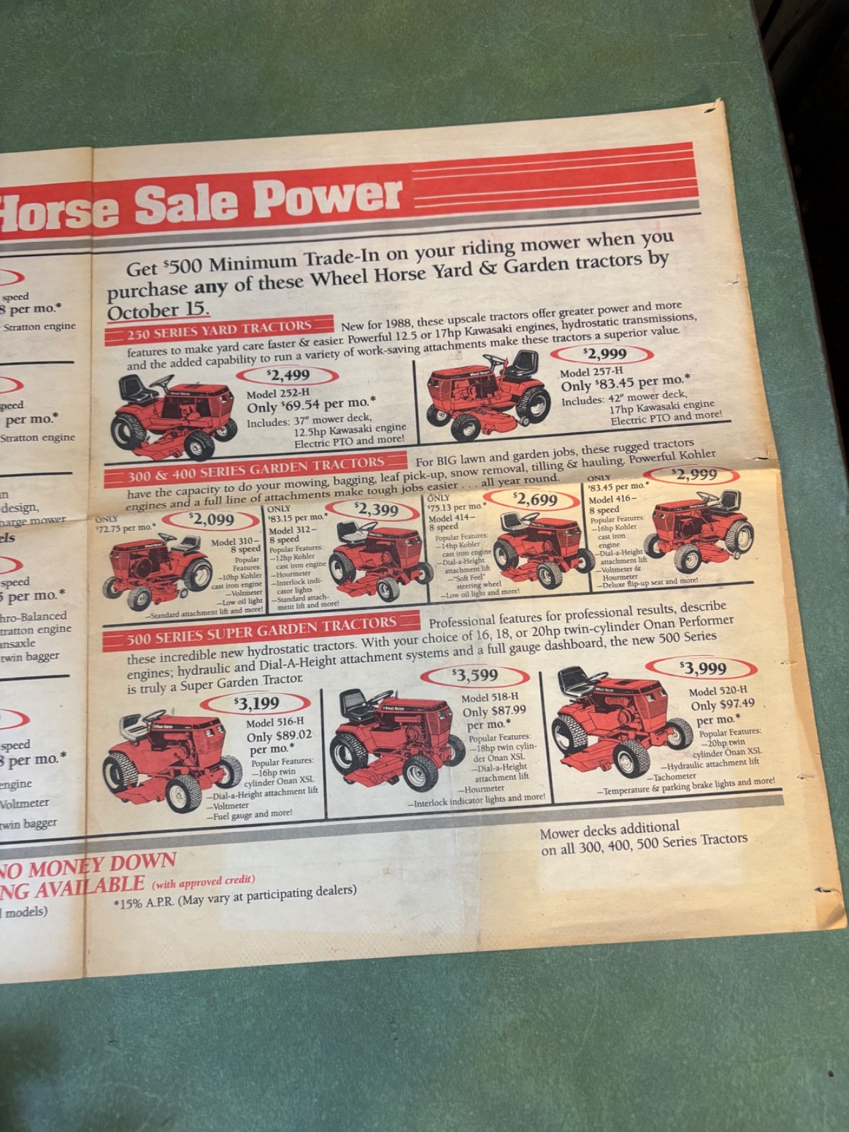 Original 1980’s Wheel Horse Newspaper Style Advertising Brochure