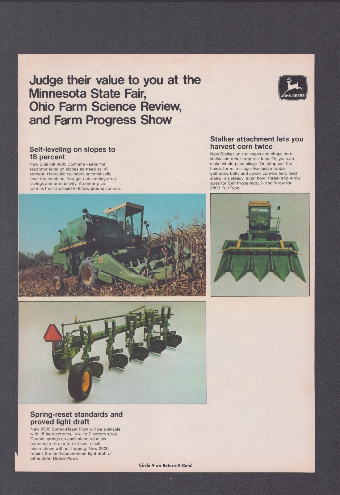 1974 Print Ad John Deere Preview for’75 Minnesota State Fair Ohio Farm Science