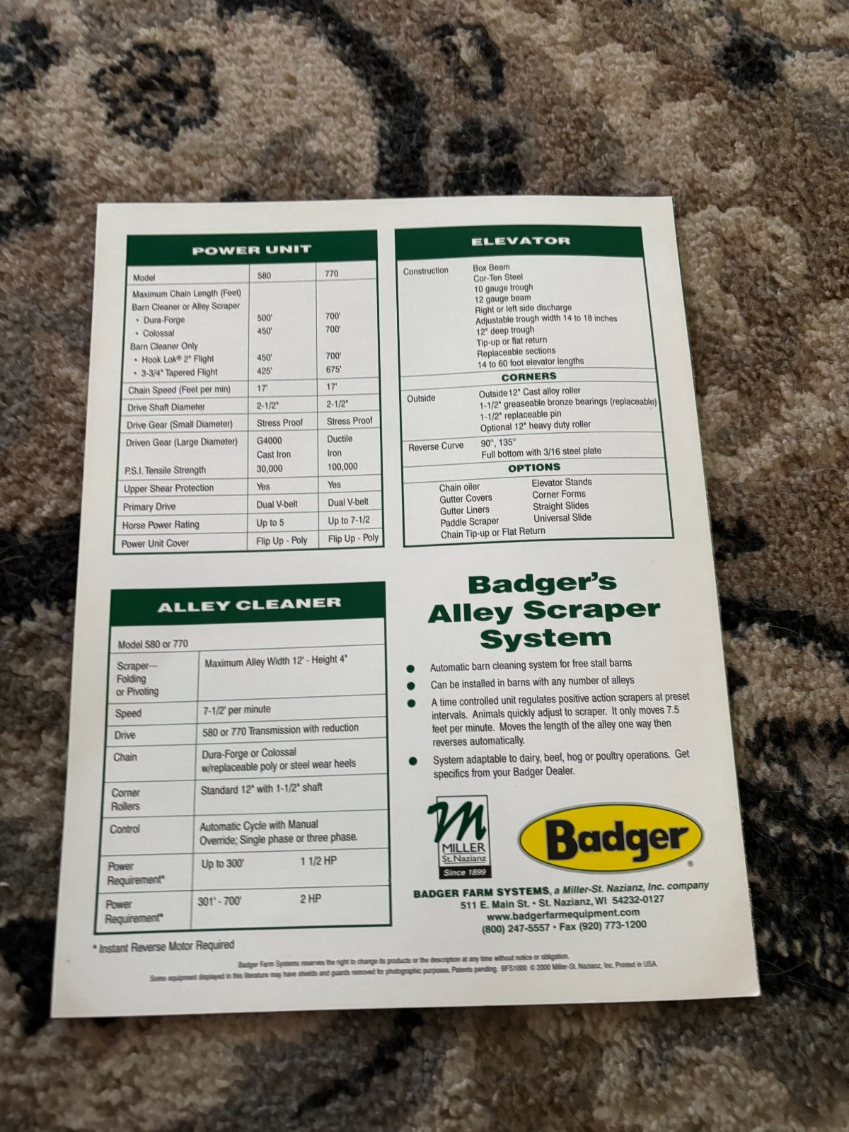 Badger Barn Cleaners & Chain Brochure DCPA26