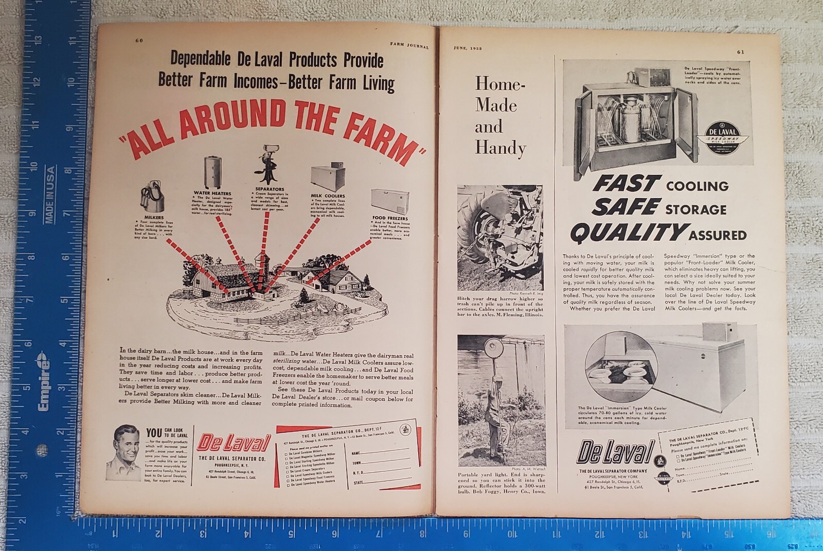 Vintage 1952 DeLaval Milk Products Magazine Ad 2 page