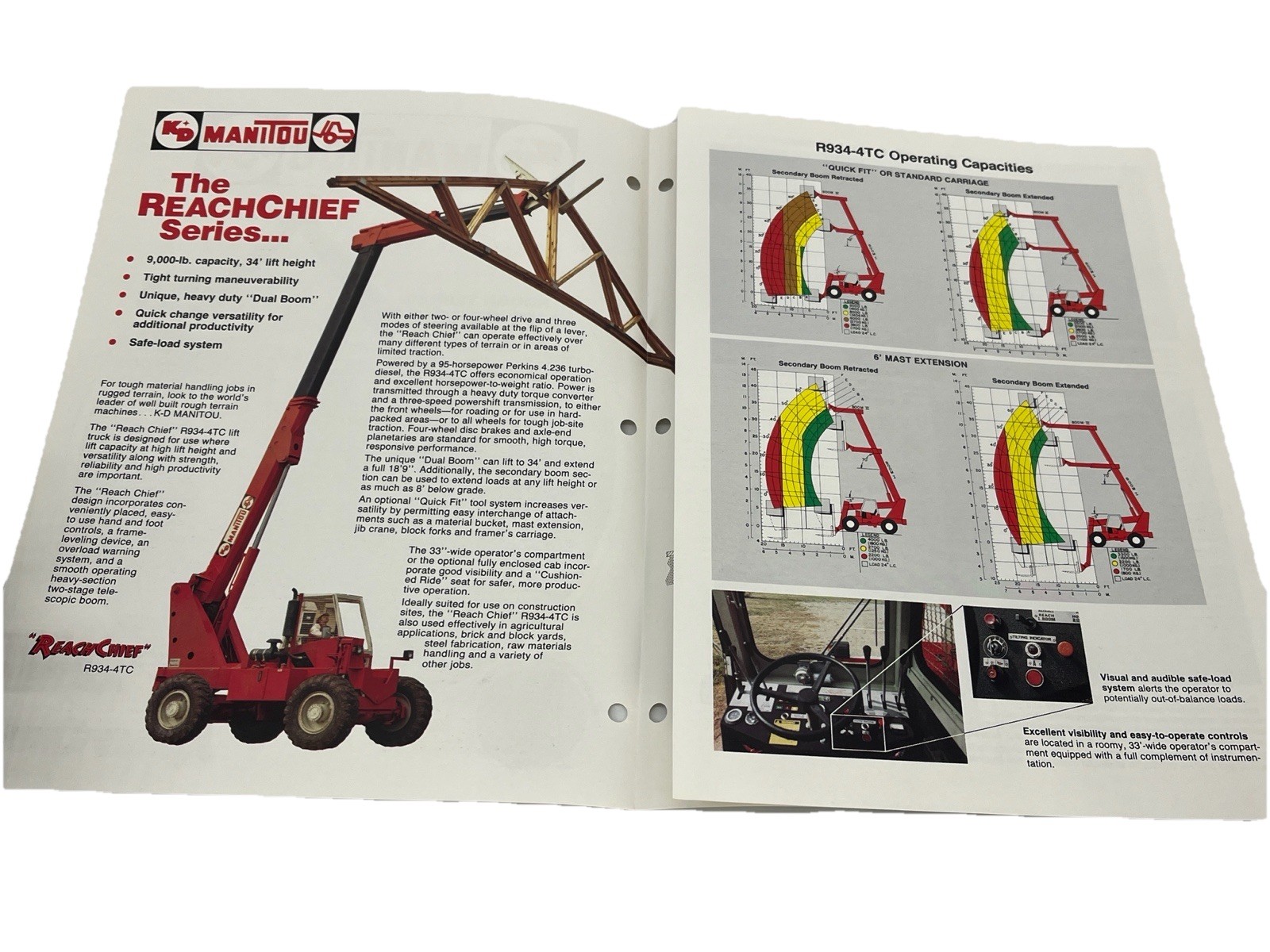 K-D Manitou Inc. Reach Chief Series R934-4TC Telehandler Brochure 9/1985
