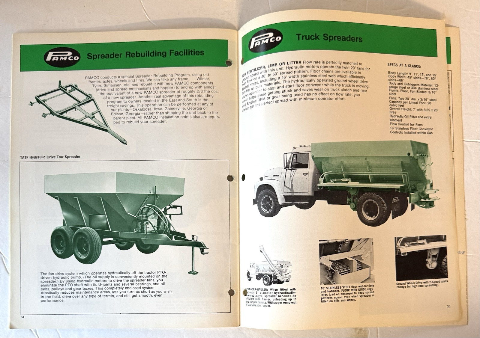 Vintage 1972 Pamco Agricultural Brochure Bulk Feed And Fertilizer Farm Equipment