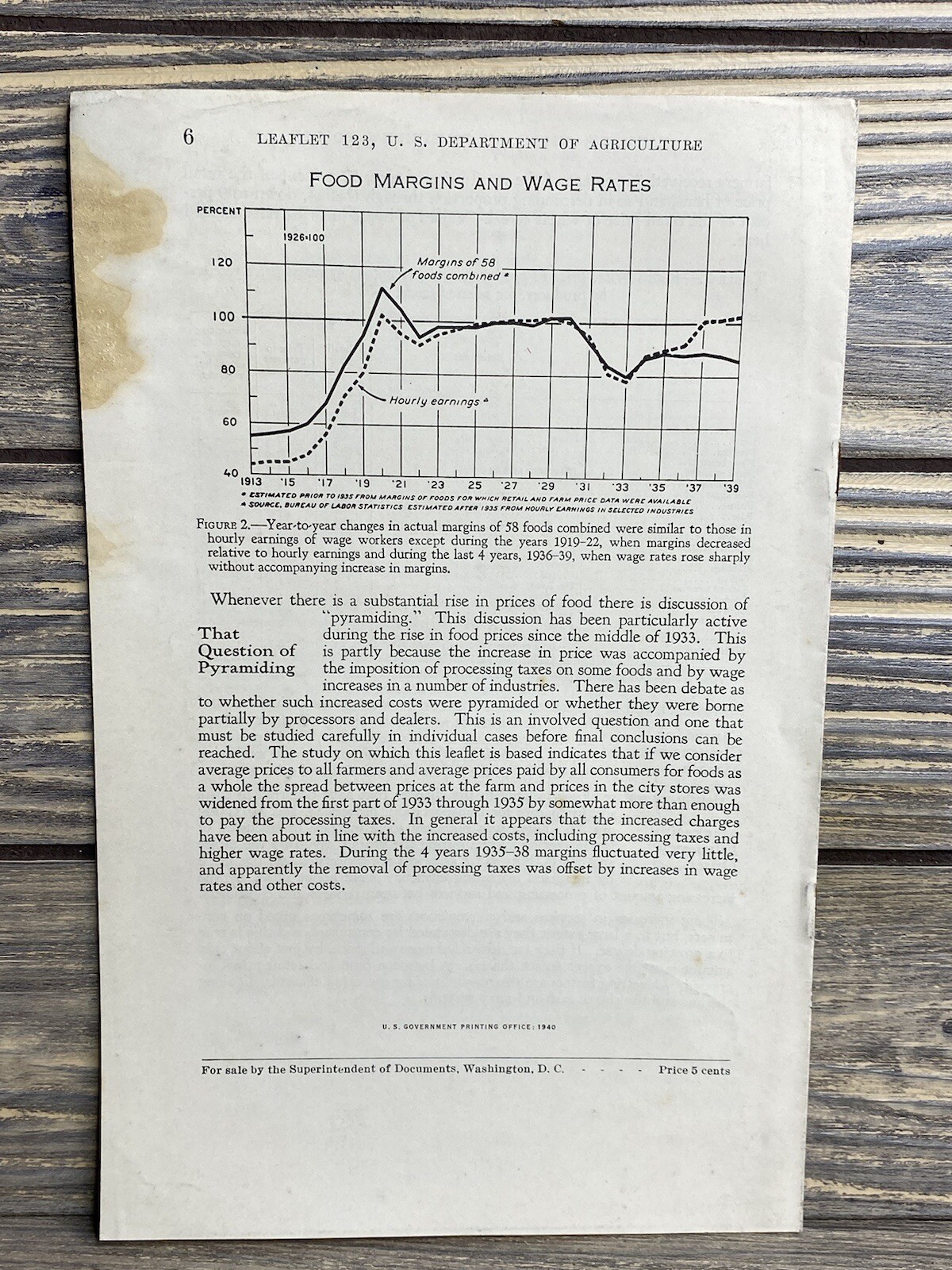 Vintage Leaflet US Dept of Agriculture No 123 Farmers Share Food Dollar 1940