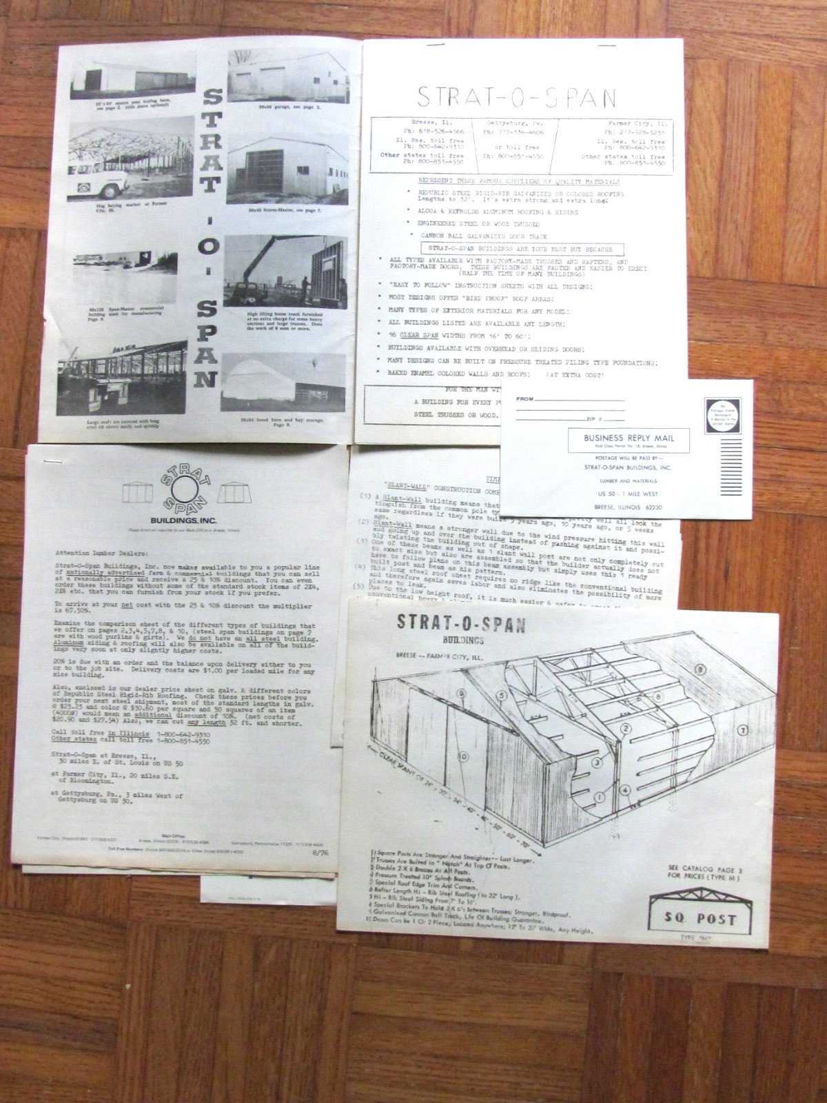 1976 FARM BUILDING ADVERTISING BROCHURE LOT STRAT O SPAN BREESE IL LUMBER