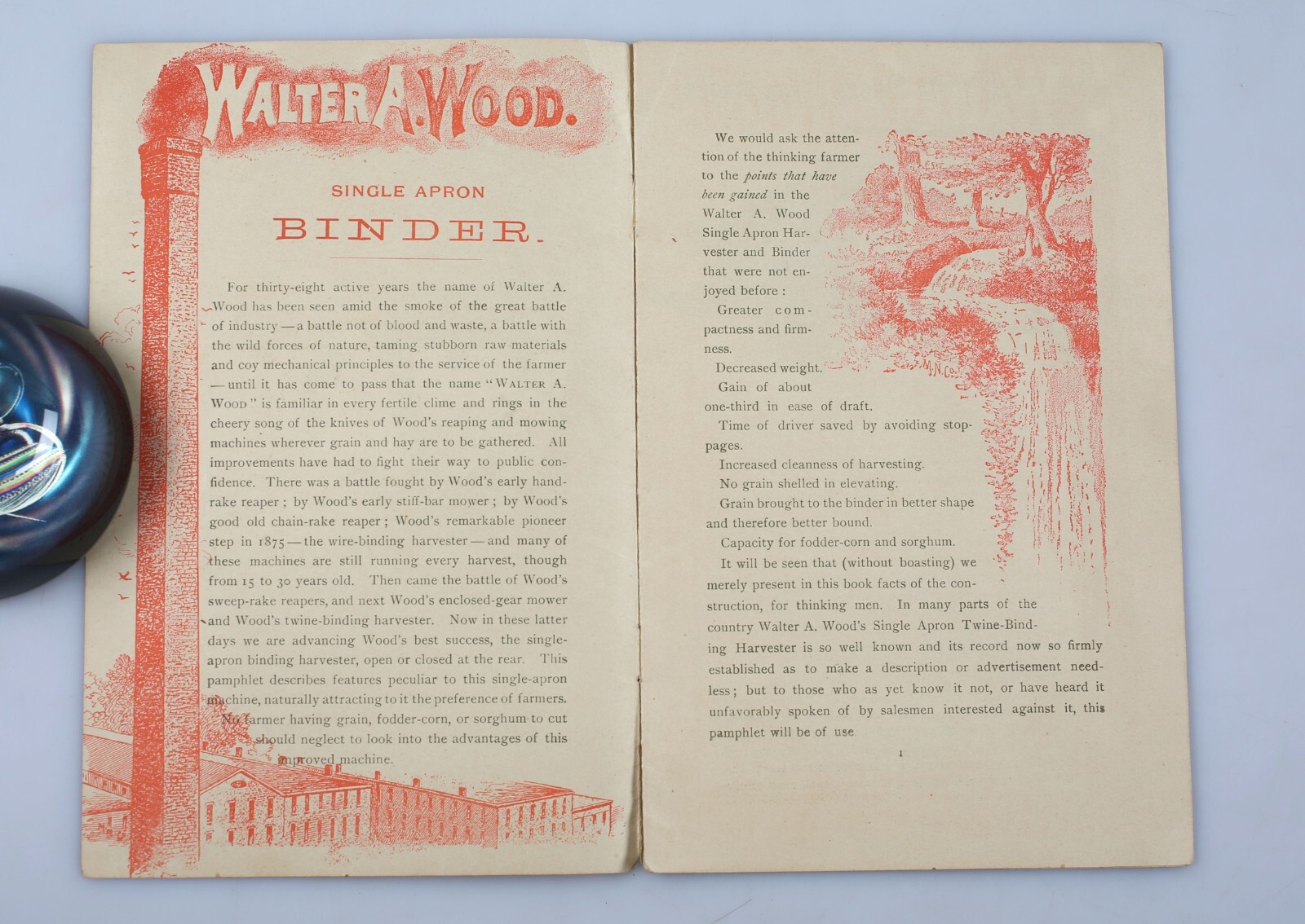 1890 Walter A. Wood Single Apron Binding Harvester Descriptive Pamphlet Brochure