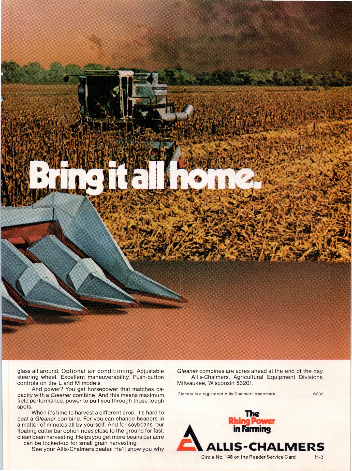 1976 Allis-Chalmers Gleaner Combine Model F K L M Vintage 70’s 2-Page Print Ad